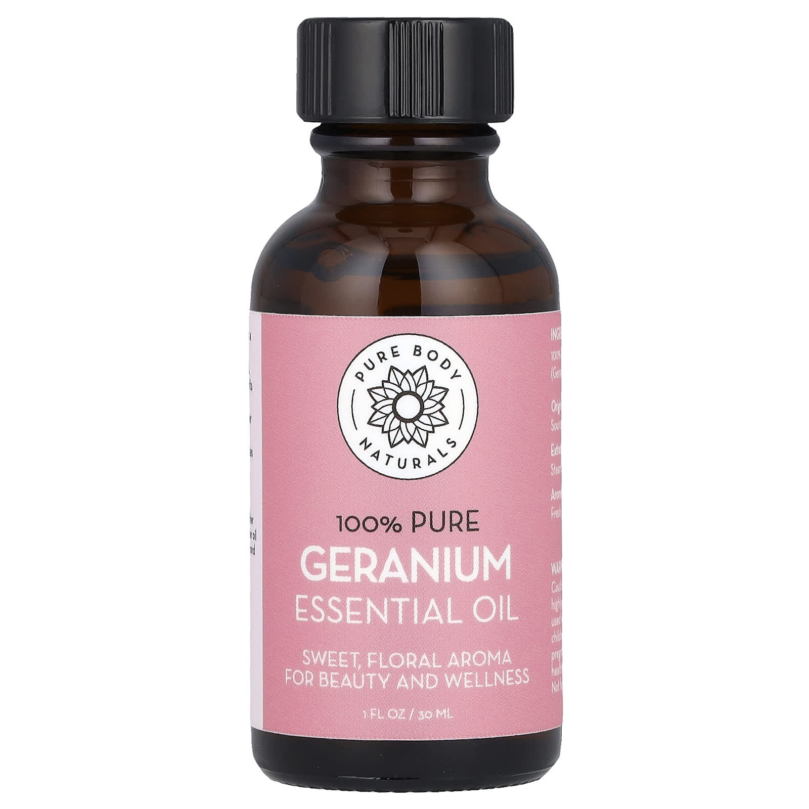 Pure Body Naturals, 100% Pure Essential Oil, Geranium, 1 fl oz (30 ml) - Image 1