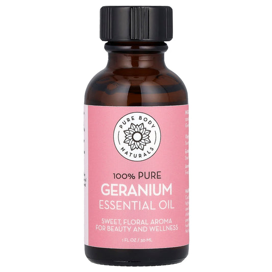 Pure Body Naturals, 100% Pure Essential Oil, Geranium, 1 fl oz (30 ml) - Image 1