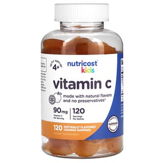 Nutricost Kids Vitamin C Gummies, 90 mg, Ages 4+, 120 Count