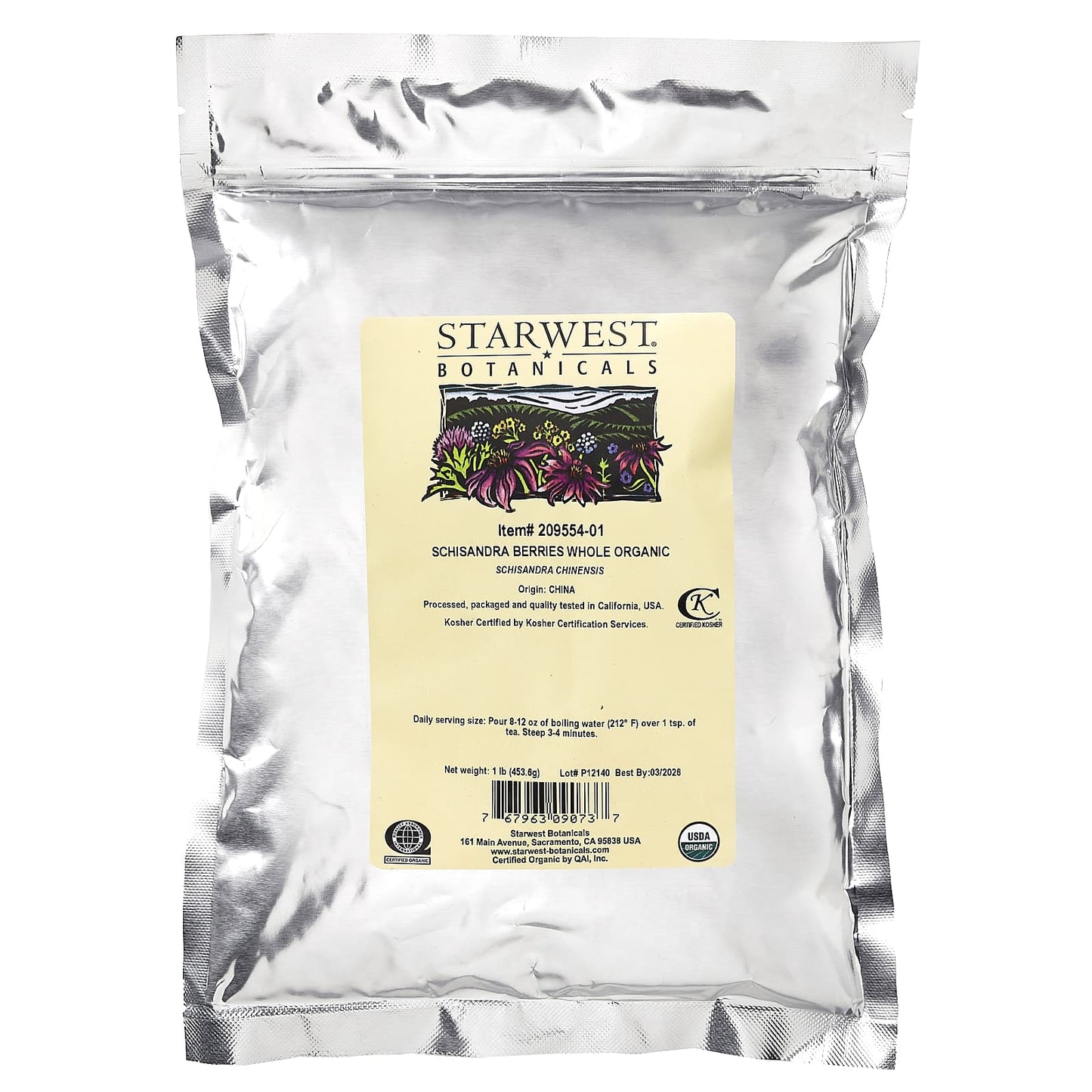 Starwest Botanicals, Organic Schisandra Berries, Whole , 1 lb (453.6 g) - Image 2