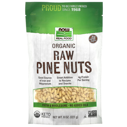 NOW Foods, Real Food, Organic, Raw Pine Nuts, 8 oz (227 g) - Image 1
