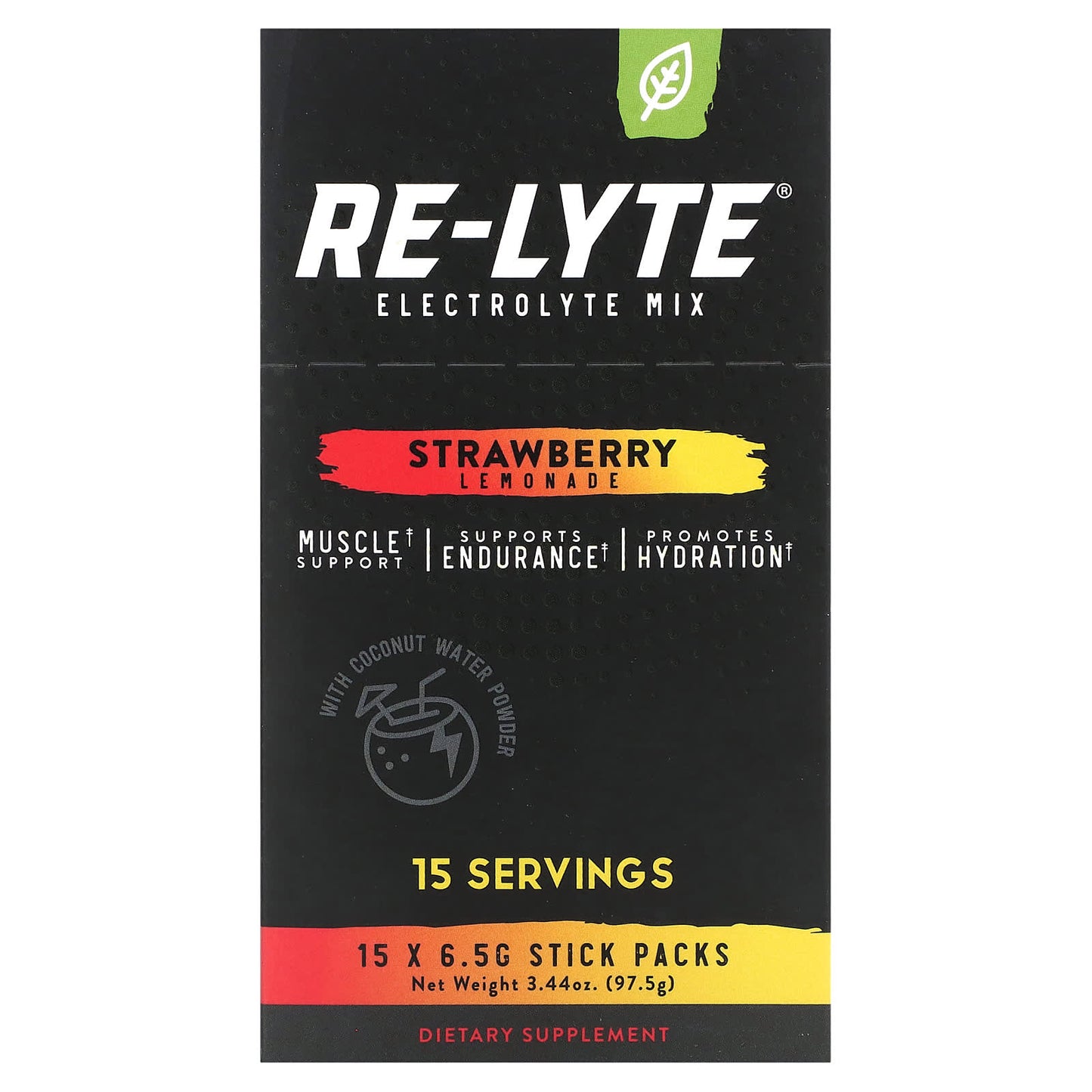 Redmond Trading Company, Re-Lyte, Electrolyte Mix, Strawberry Lemonade, 15 Stick Packs, 0.23 oz (6.5 g) Each - Image 1