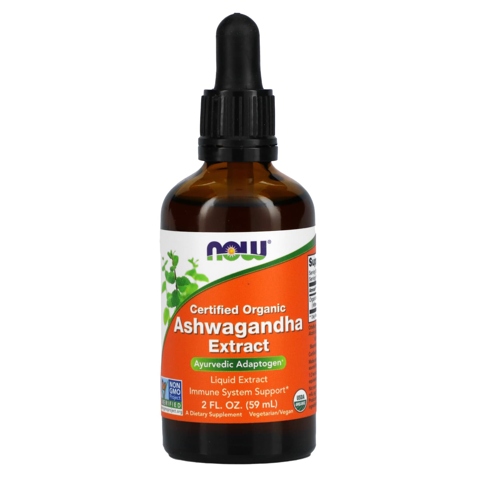 NOW Foods, Certified Organic, Ashwagandha Extract, 2 fl oz (59 ml) - Image 1