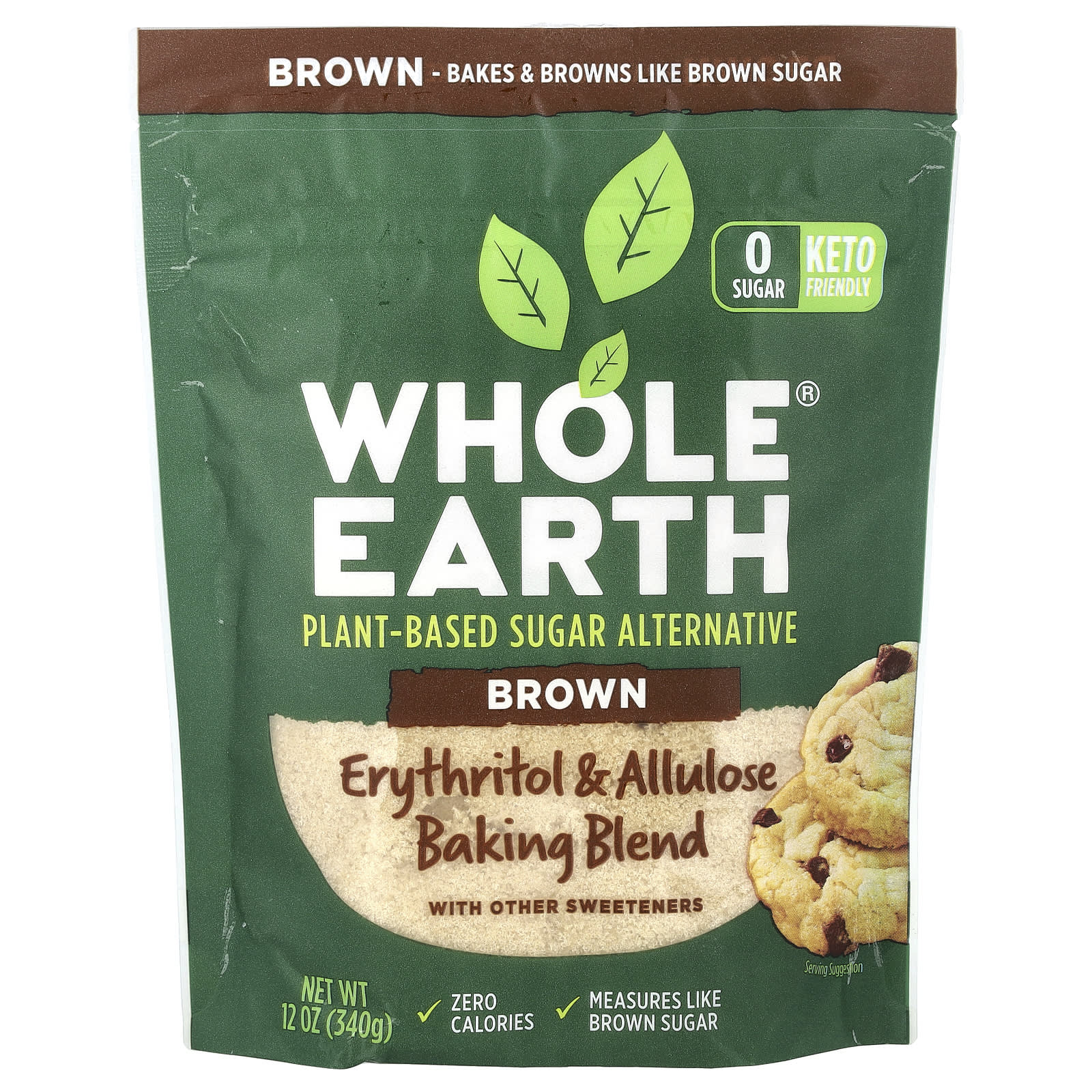 Whole Earth, Erythritol Allulose Baking Blend, Brown, 12 oz (340 g) - Image 1