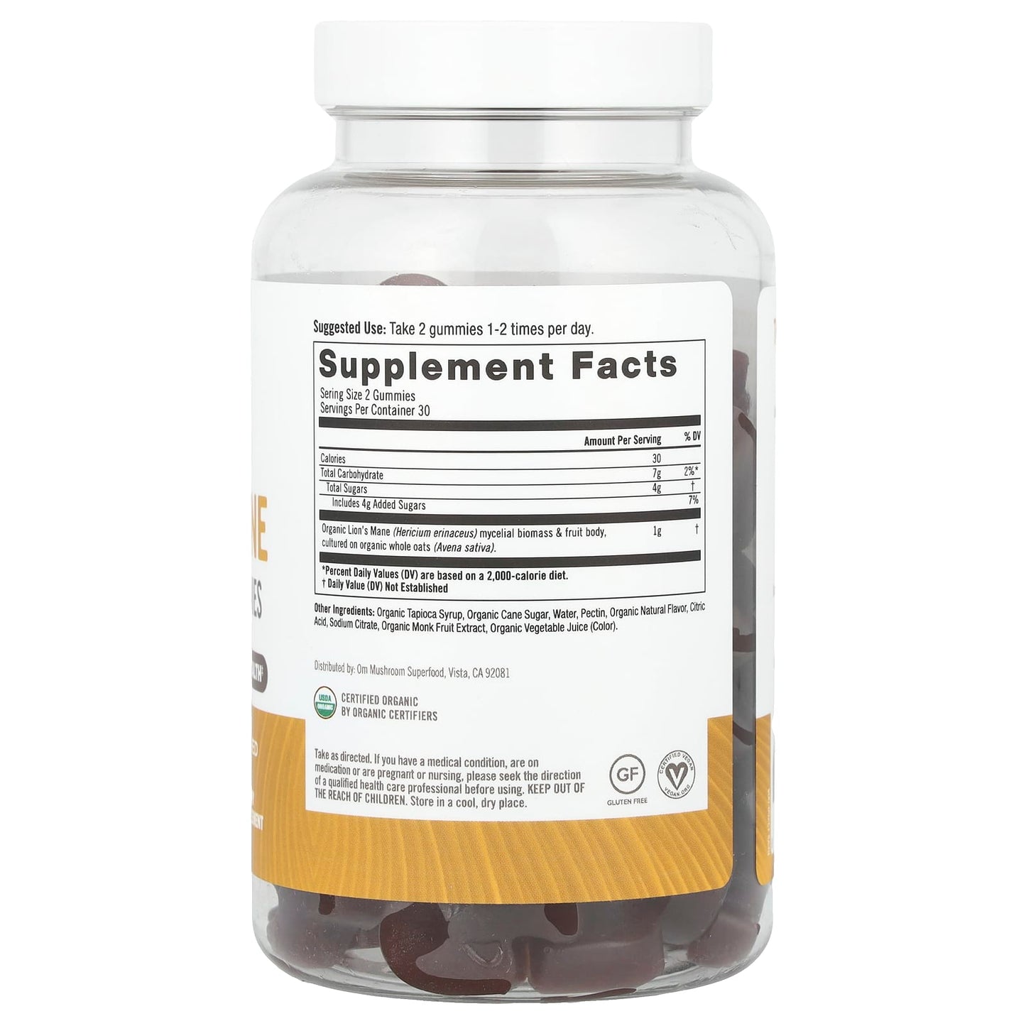Om Mushrooms, Lion's Mane Mushroom Gummies, Strawberry, 60 Vegan Gummies (0.5 g per Gummy) - Image 2