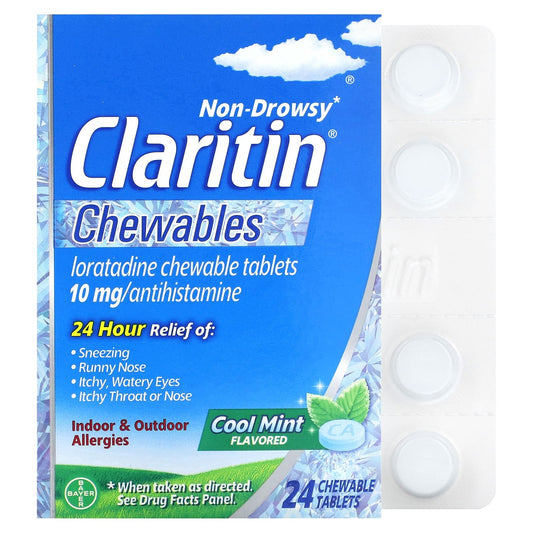 Claritin Non-Drowsy Chewables | Cool Mint 10mg, 24 Tablet Pack - Image 1