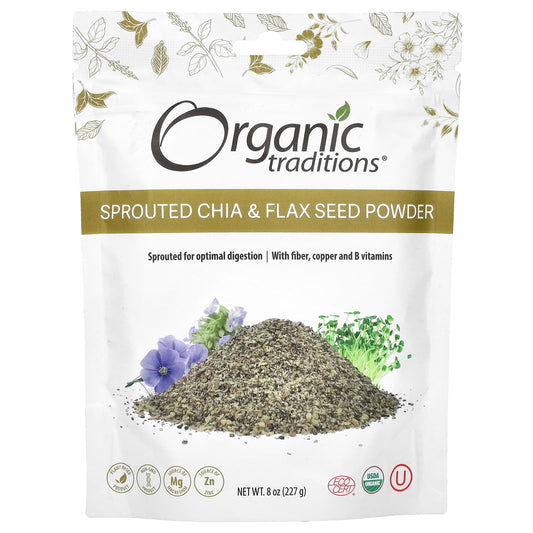 Organic Traditions, Sprouted Chia & Flax Seed Powder, 8 oz (227 g) - Image 1