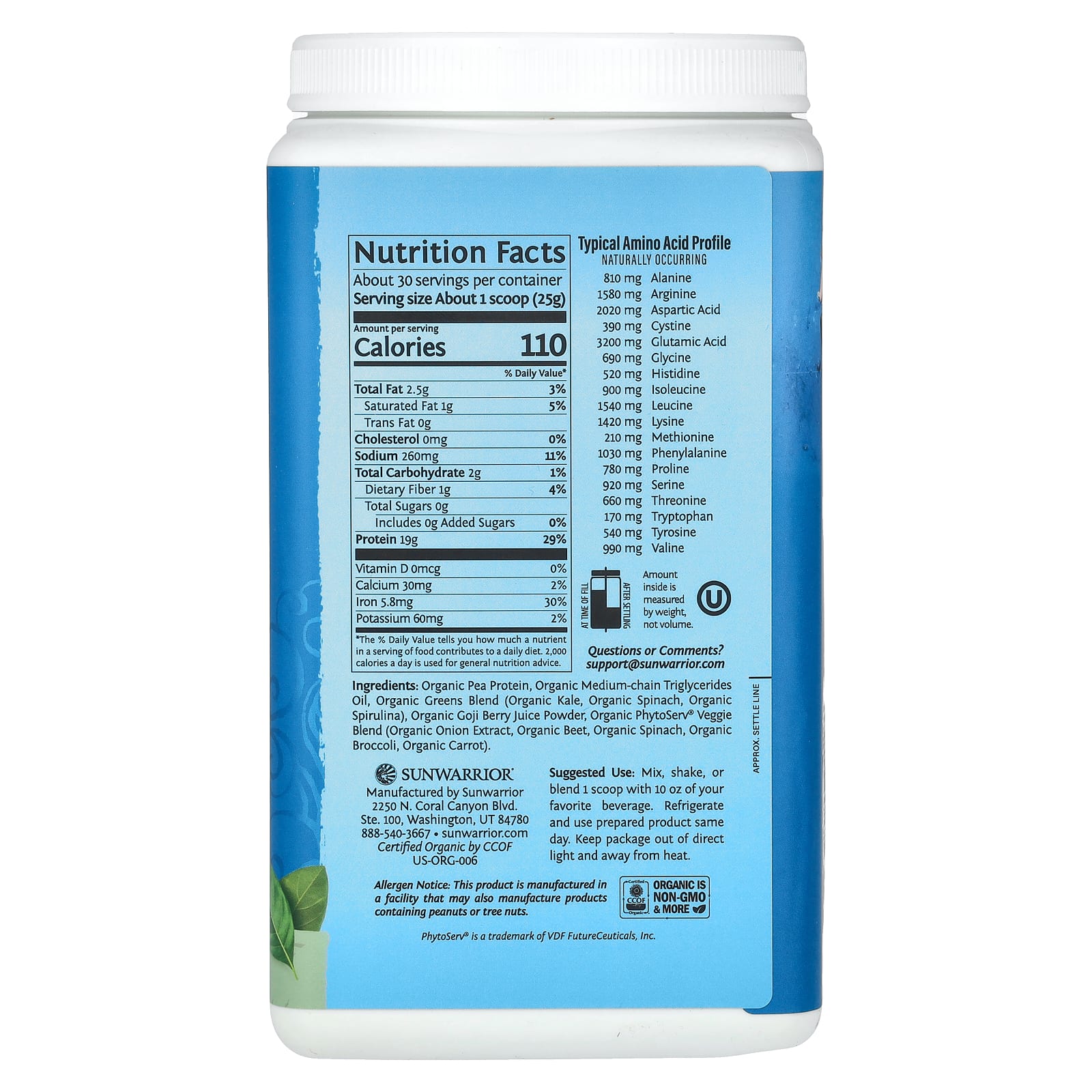 Sunwarrior, Warrior Blend, Protein + Greens, Unflavored, 1.65 lb (750 g) - Image 2