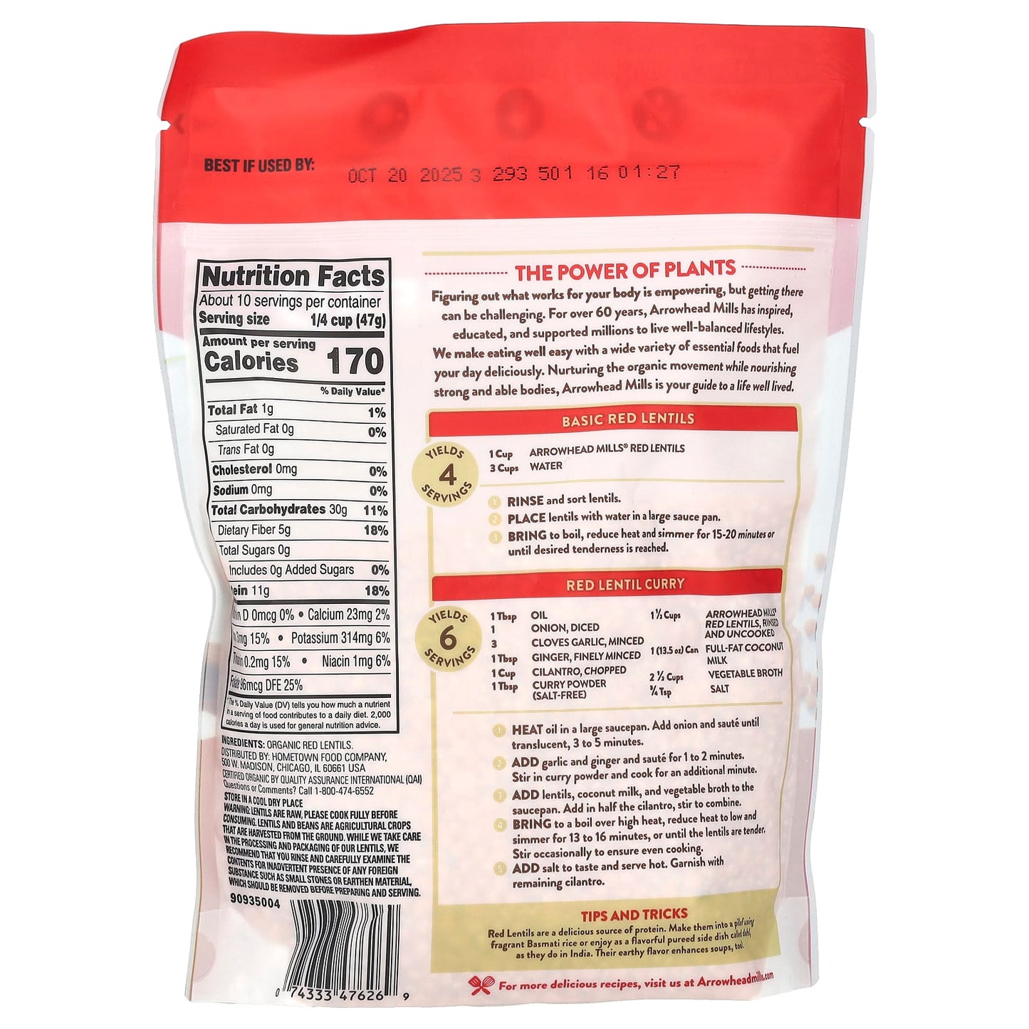 Organic Red Lentils, 16 oz - Gluten-Free, High in Fiber and Protein - Image 2