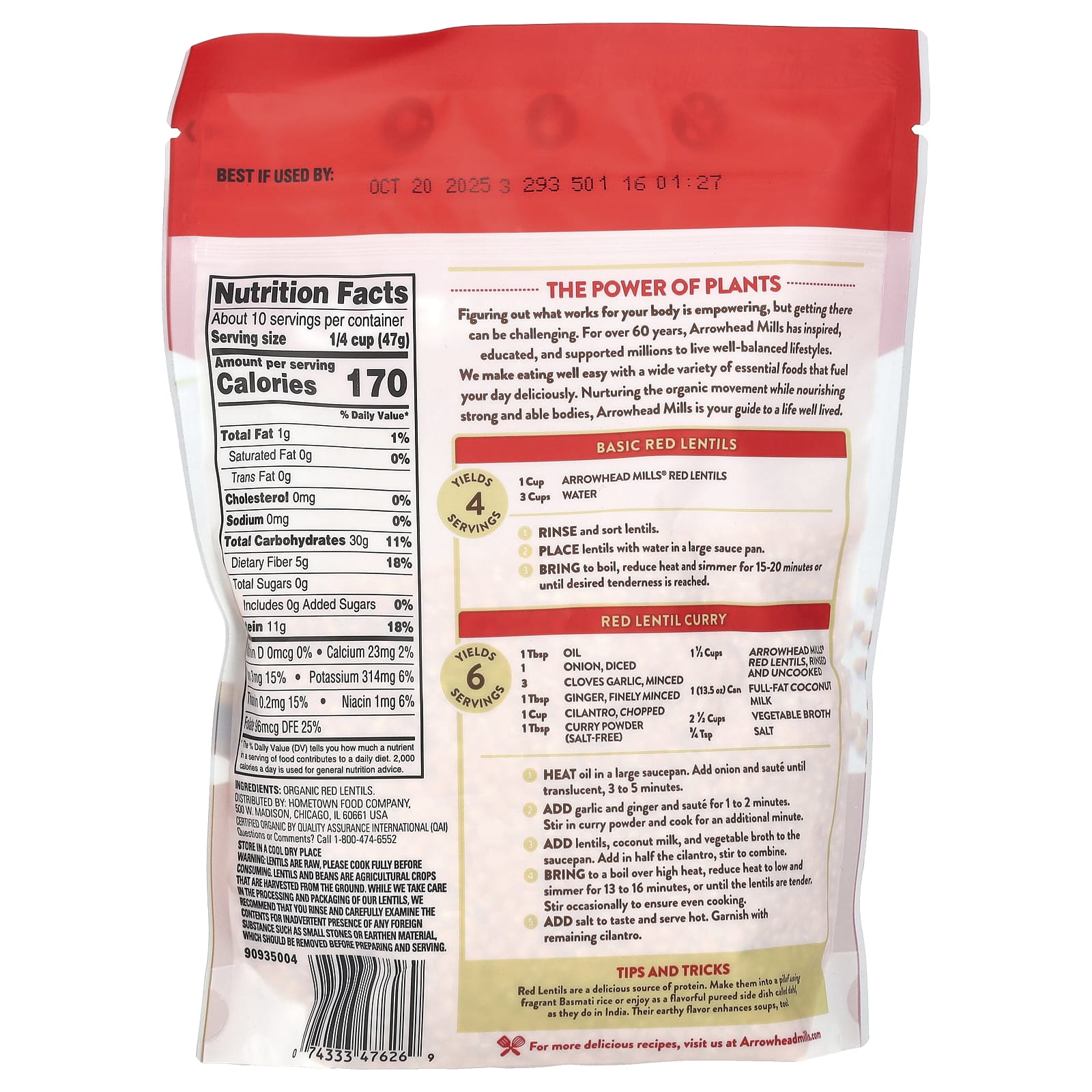 Organic Red Lentils, 16 oz - Gluten-Free, High in Fiber and Protein - Image 2
