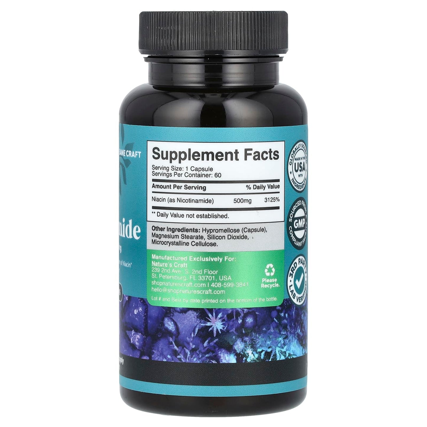 Nature's Craft, Nicotinamide , 500 mg , 60 Capsules - Image 2
