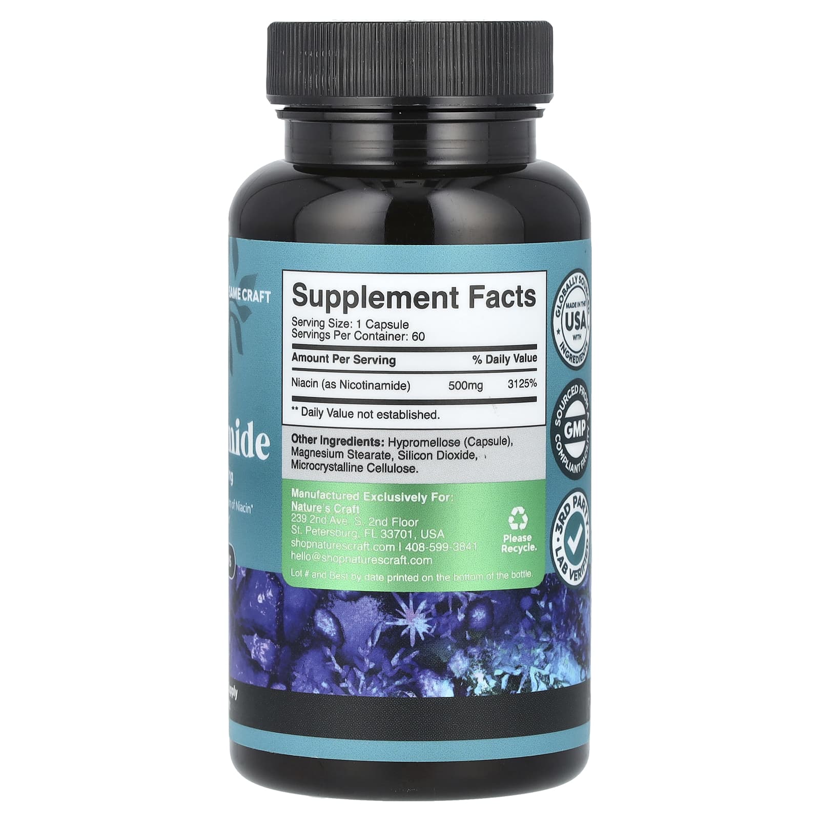 Nature's Craft, Nicotinamide , 500 mg , 60 Capsules - Image 2