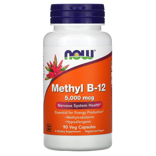 NOW Foods, Methyl B-12, 5,000 mcg, 90 Veg Capsules - Image 1