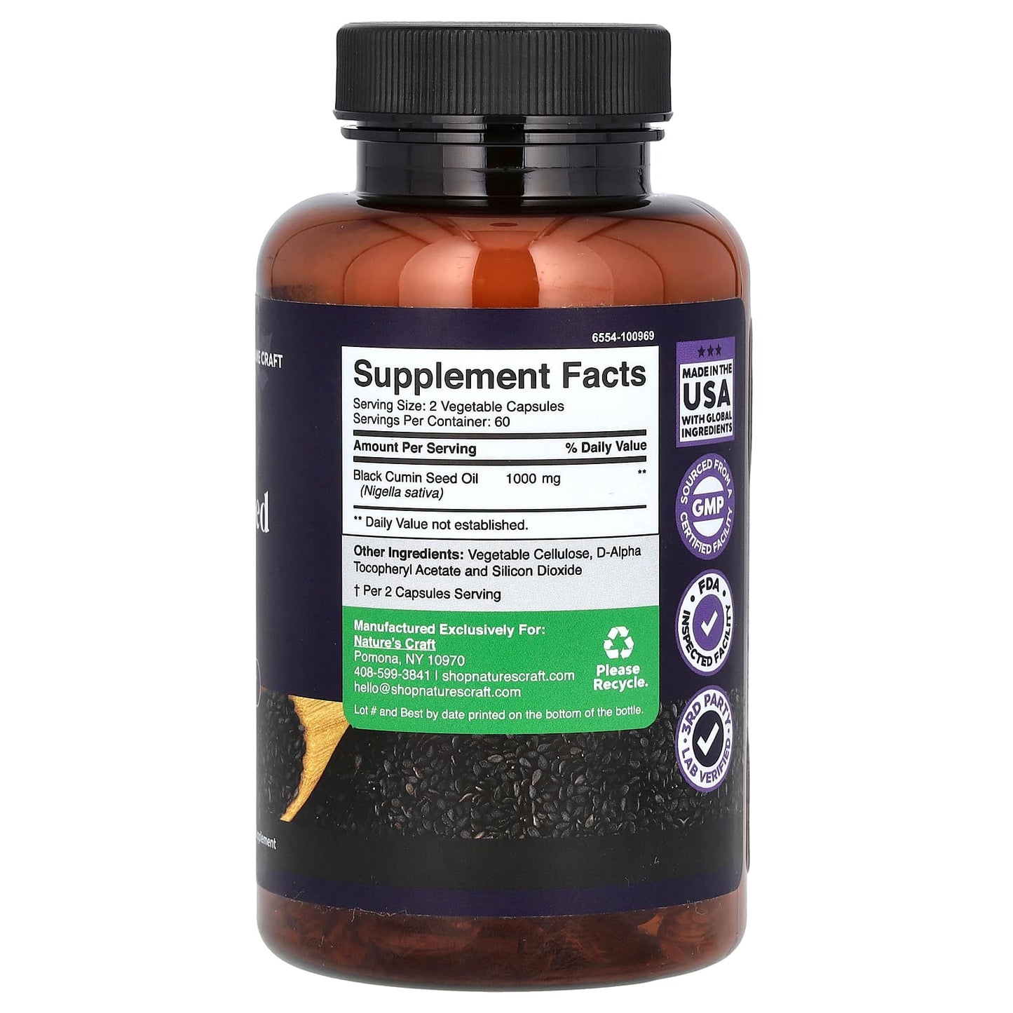 Nature's Craft, Black Seed Oil, 120 Veggie Capsules (500 mg per Capsule) - Image 2
