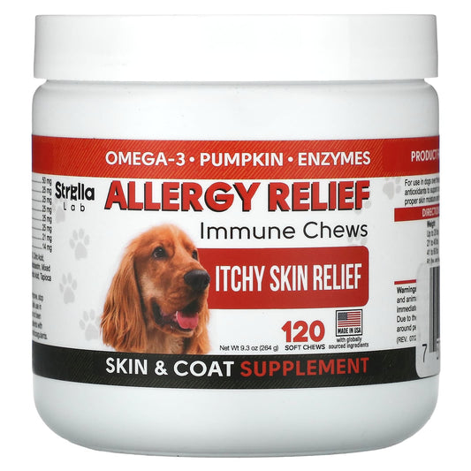 StrellaLab, Allergy Relief, Immune Chews, For Dogs , 120 Soft Chews, 9.3 oz (264 g) - Image 1