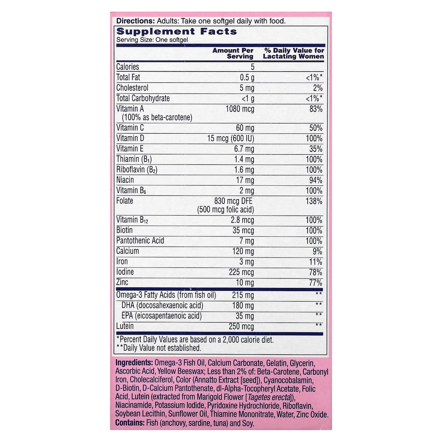 One-A-Day, Postnatal Complete Multivitamin , 60 Softgels - Image 2