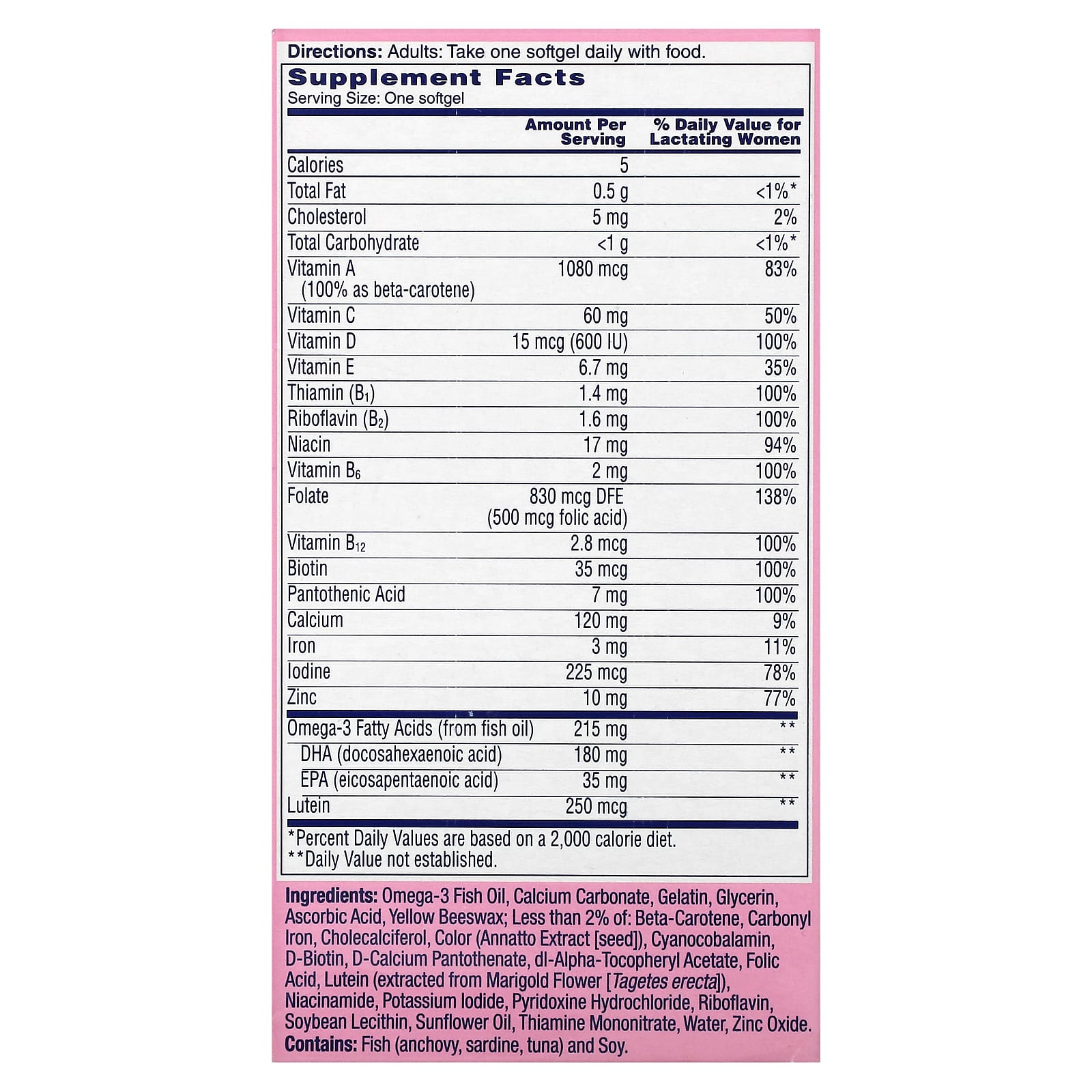 One-A-Day, Postnatal Complete Multivitamin , 60 Softgels - Image 2