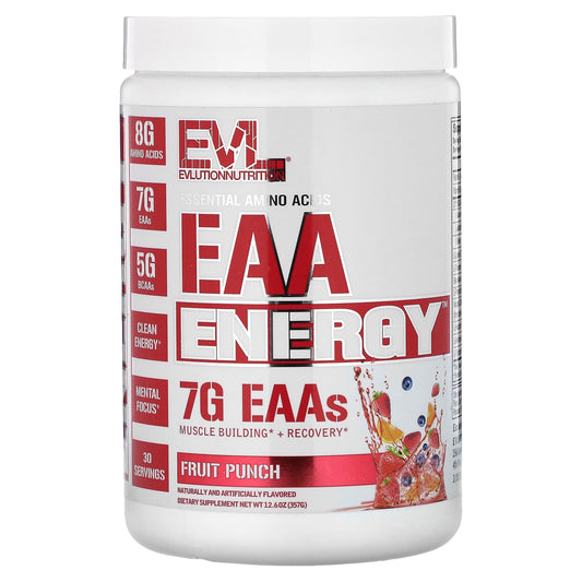 EVLution Nutrition EAA Energy Fruit Punch, 12.6 oz (357g) - Fast Recovery & Clean Energy - Image 1