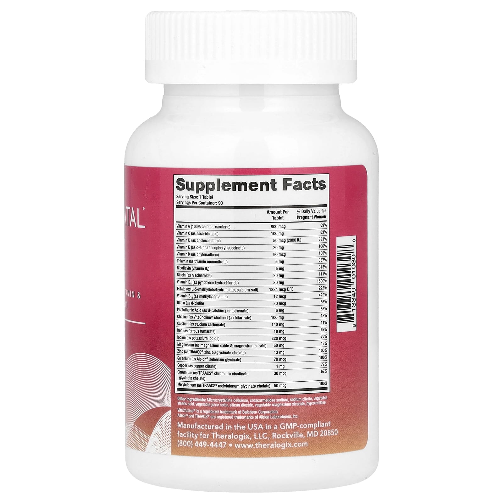 Theralogix, TheraNatal, Core, 90 Tablets - Image 2