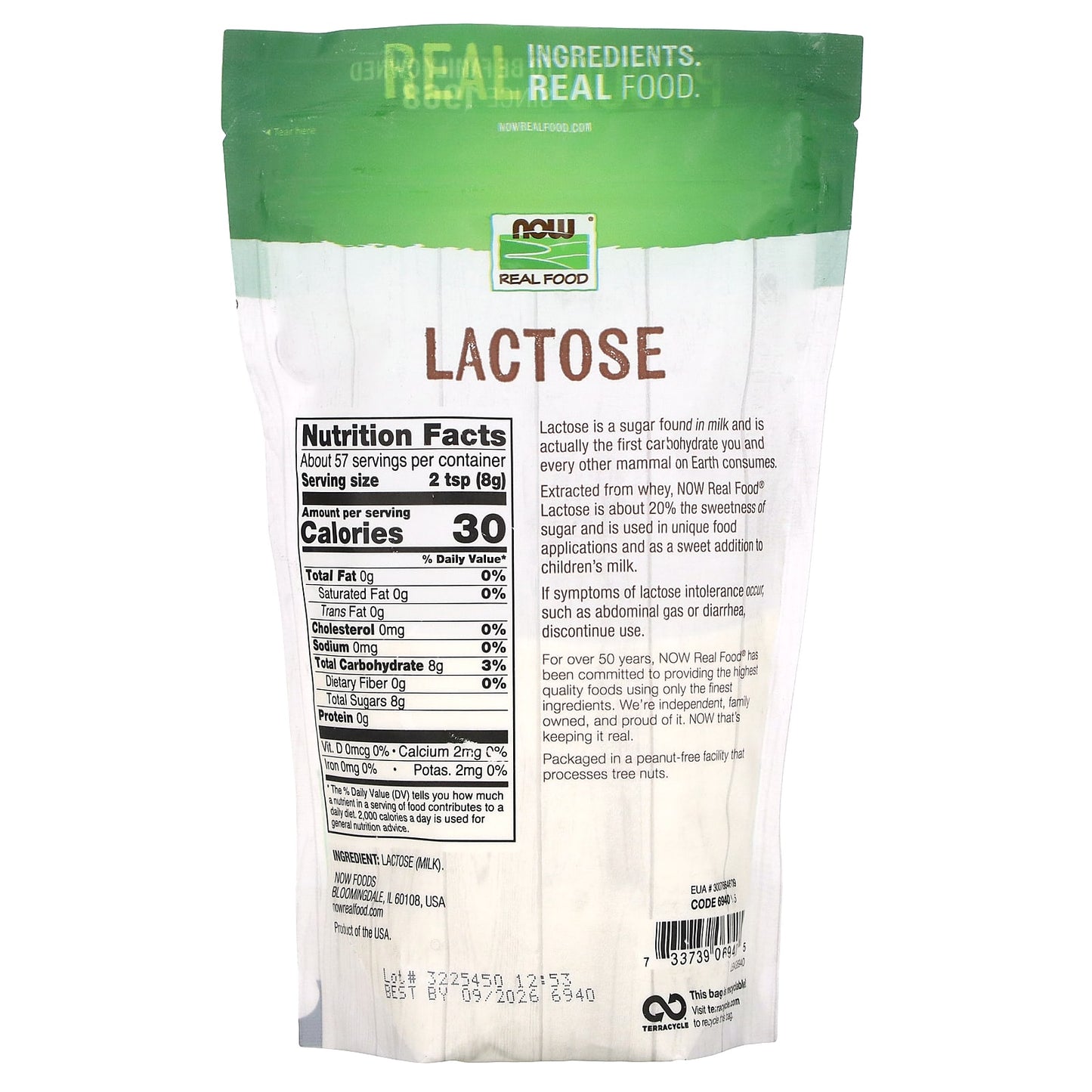 NOW Foods, Real Food, Lactose, Specialty Sweetener, 1 lb (454 g) - Image 2