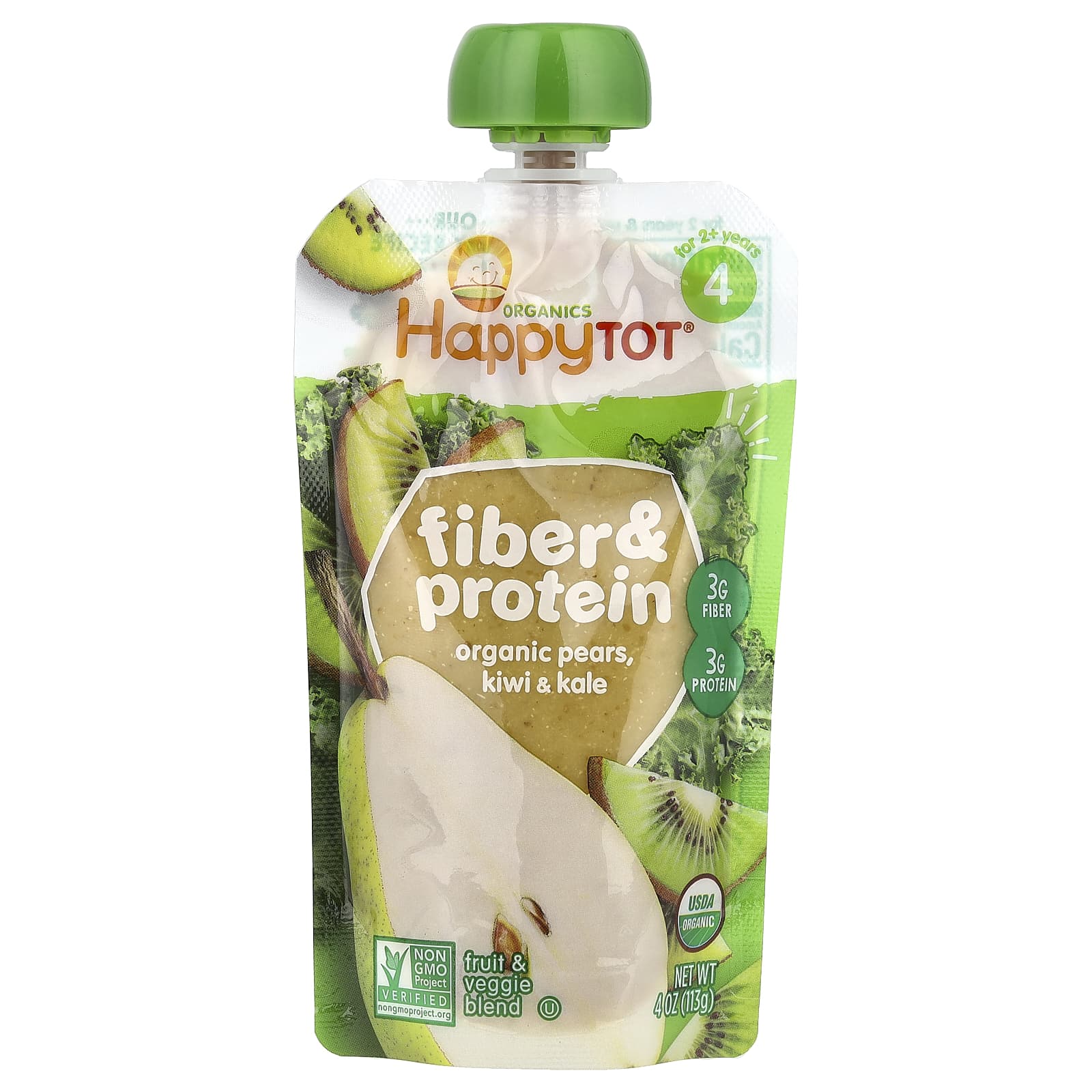 Organic Baby Food for 2+ Years with Pears, Kiwi & Kale - Happy Family - Image 1