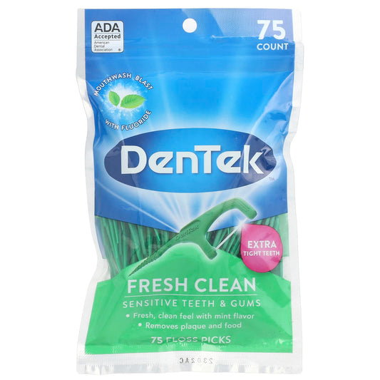 DenTek Fresh Clean Floss Picks, Mouthwash Blast Flavor, 75 Count - Image 1