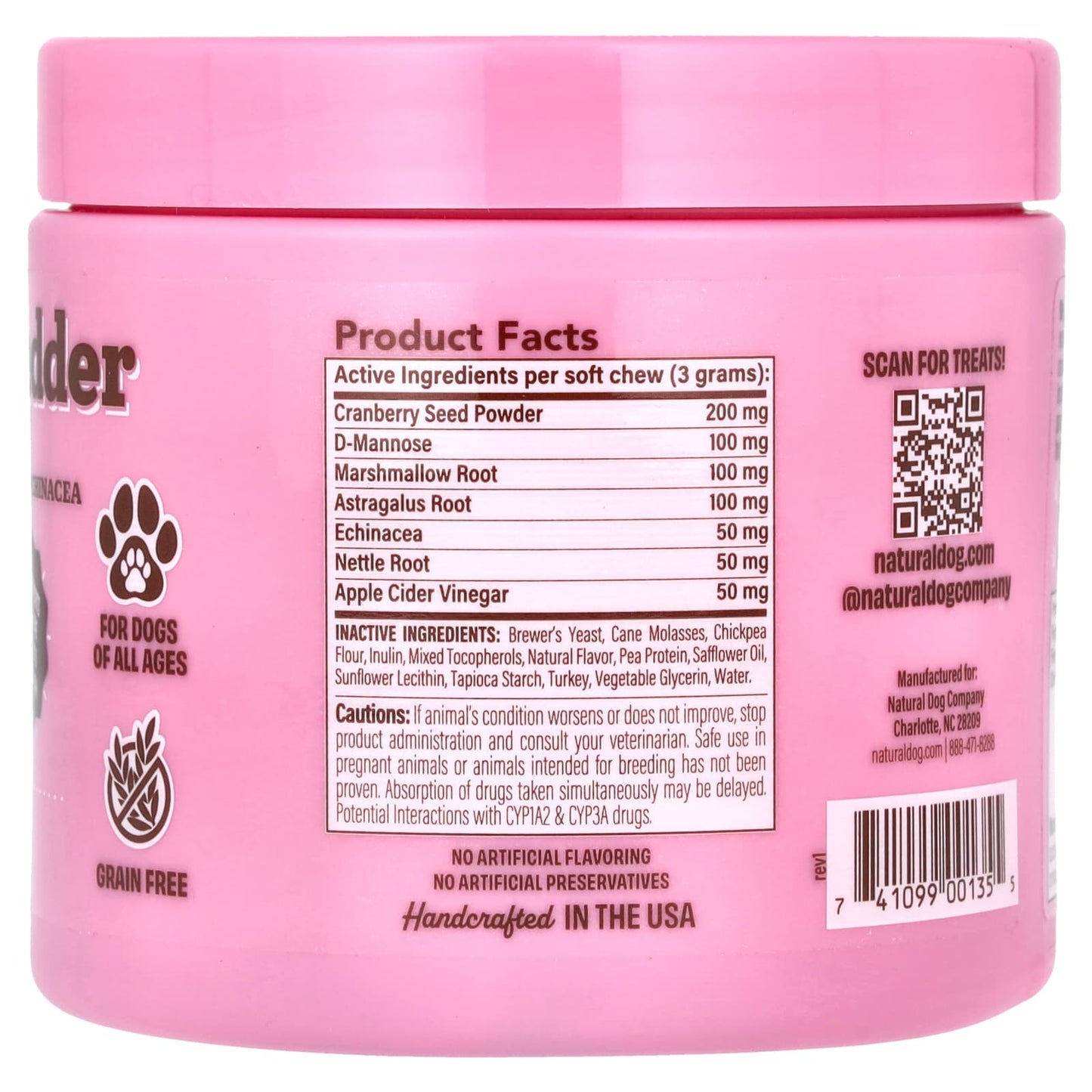 Natural Dog Company, Urinary & Bladder, For Dogs, All Ages , 90 Soft Chewable Bites, 9.5 oz (270 g) - Image 2