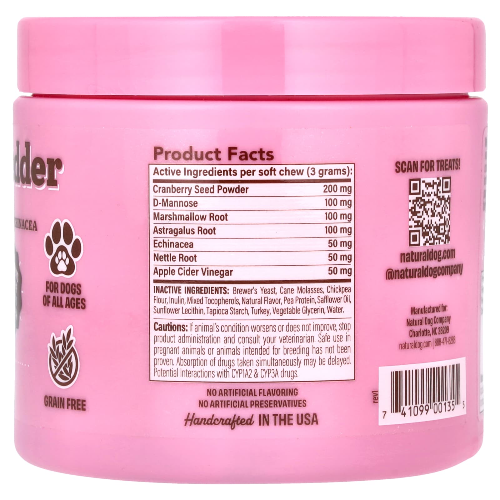 Natural Dog Company, Urinary & Bladder, For Dogs, All Ages , 90 Soft Chewable Bites, 9.5 oz (270 g) - Image 2