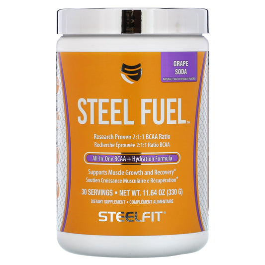 SteelFit, Steel Fuel,  All-In-One BCAA + Hydration Formula, Grape Soda, 11.64 oz (330 g) - Image 1