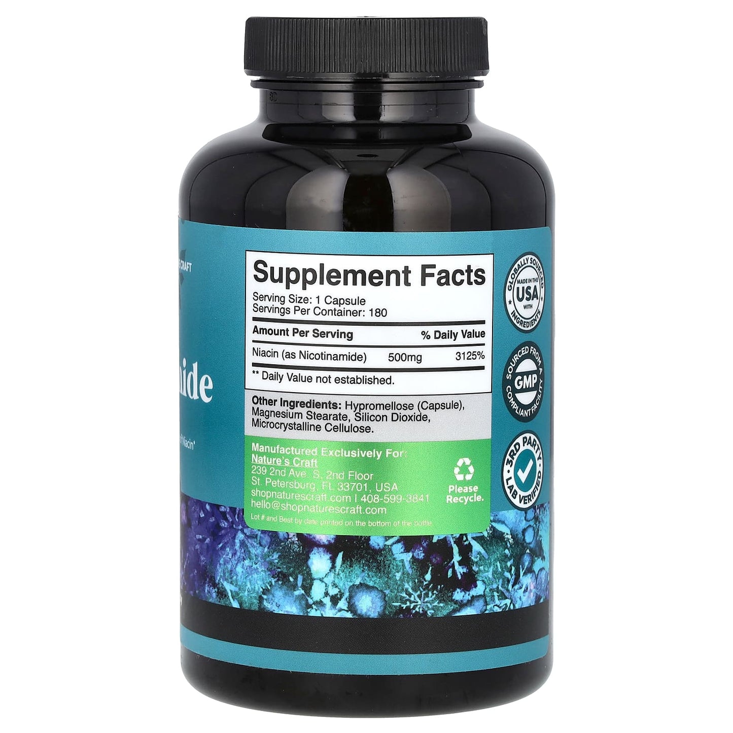 Nature's Craft, Nicotinamide, 500 mg , 180 Capsules - Image 2