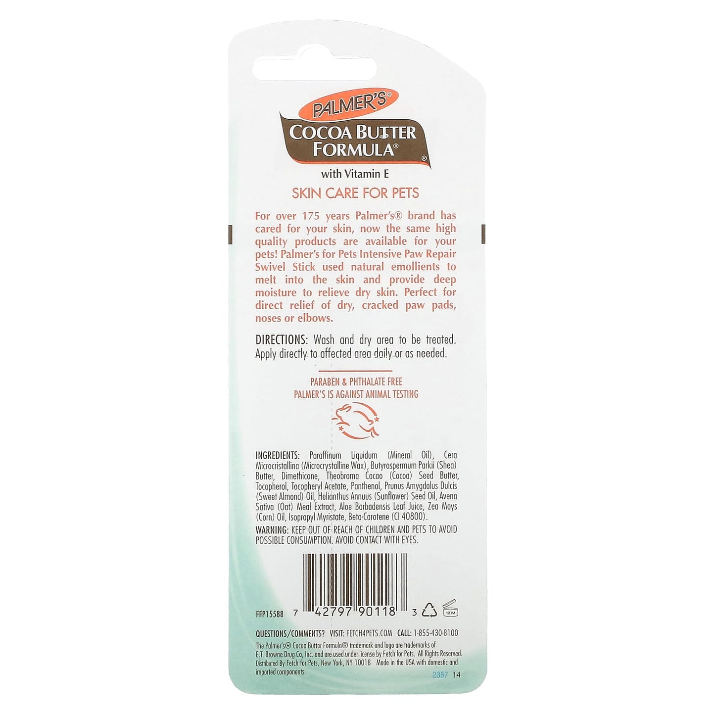 Palmer's for Pets, Cocoa Butter Formula with Vitamin E, Swivel Stick Intensive Paw Repair, For Rough & Dry Skin, Fragrance Free, 0.5 oz (14 g) - Image 2