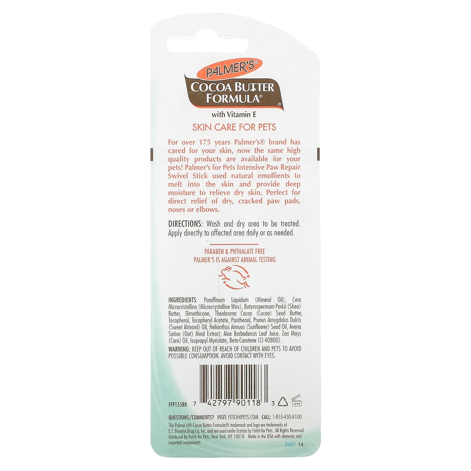 Palmer's for Pets, Cocoa Butter Formula with Vitamin E, Swivel Stick Intensive Paw Repair, For Rough & Dry Skin, Fragrance Free, 0.5 oz (14 g) - Image 2