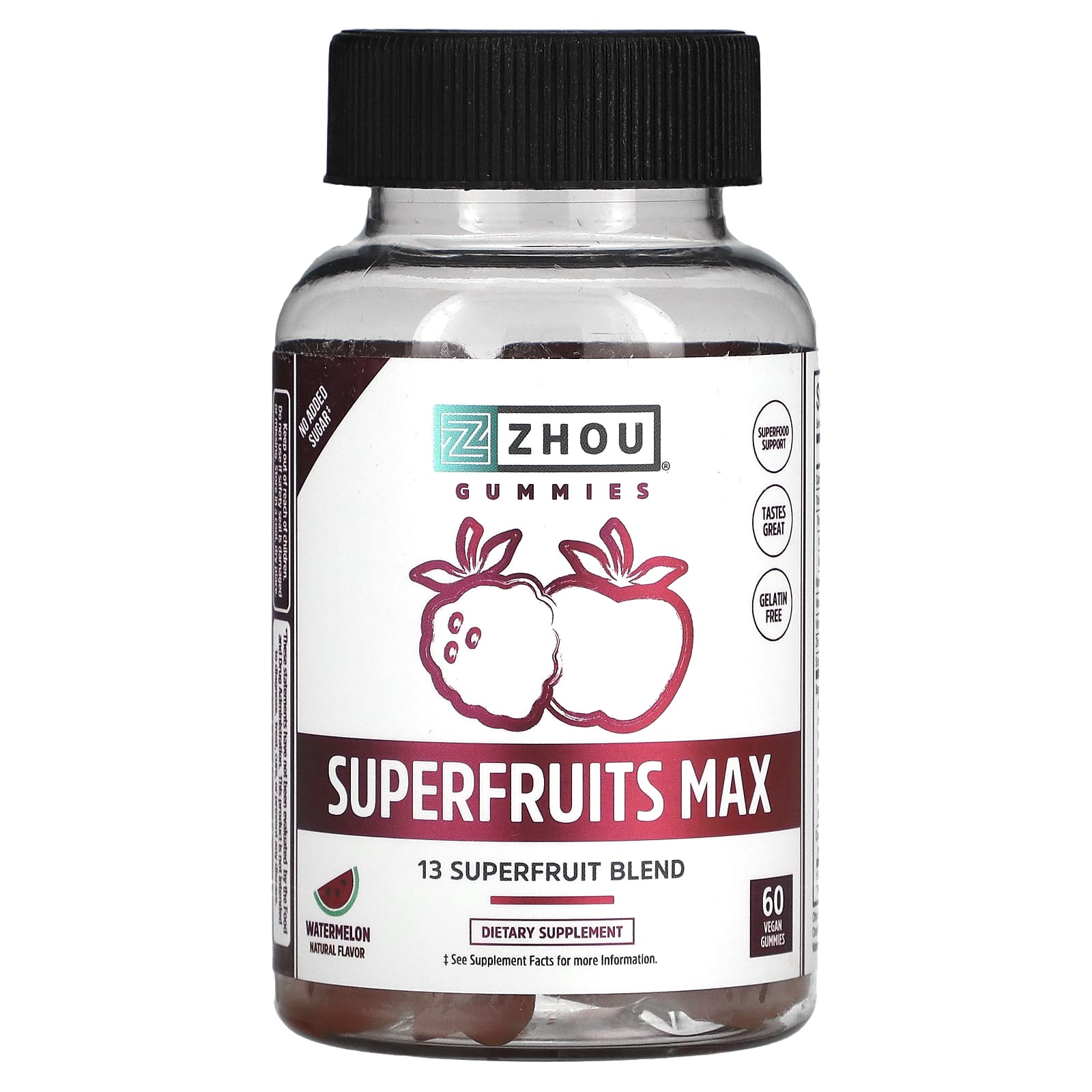 Zhou Nutrition, Superfruits Max, Watermelon, 60 Vegan Gummies - Image 1