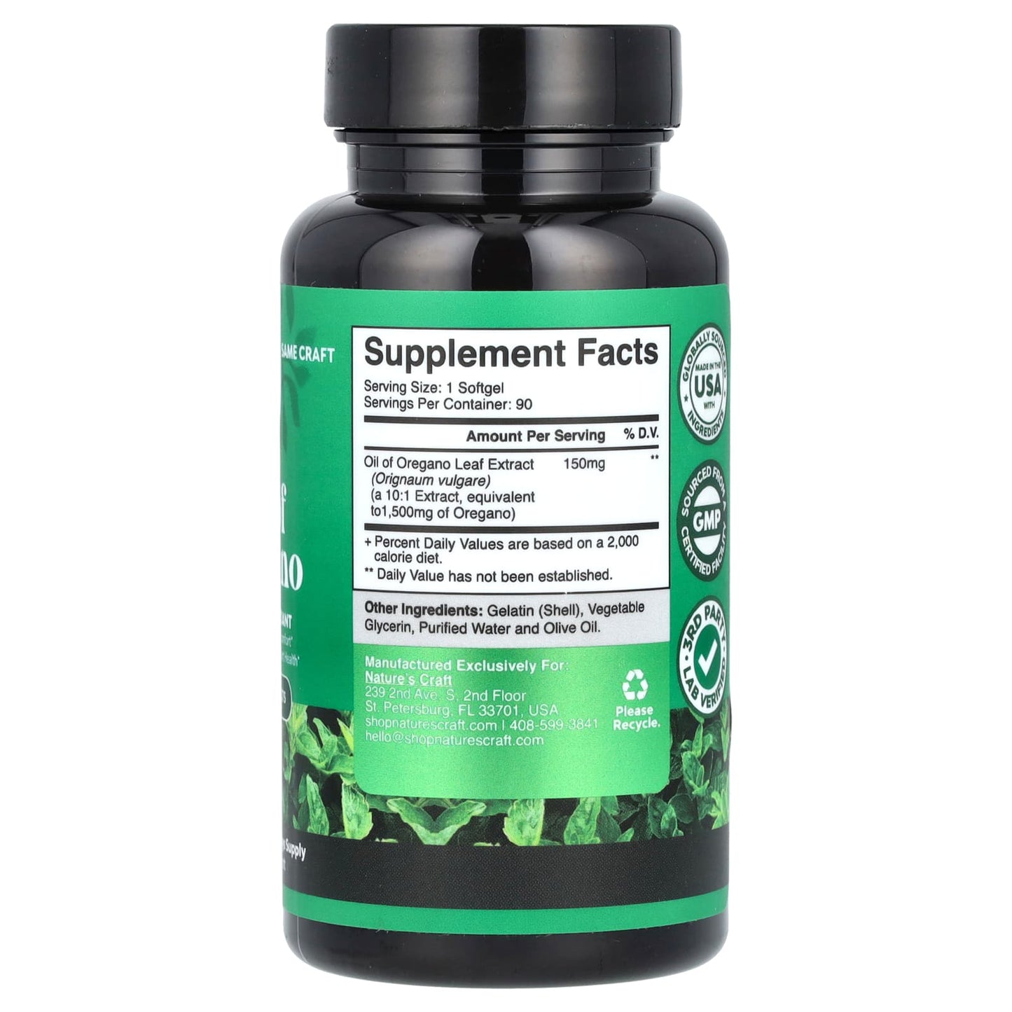 Nature's Craft, Oil of Oregano, 90 Softgels (150 mg per Softgel) - Image 2
