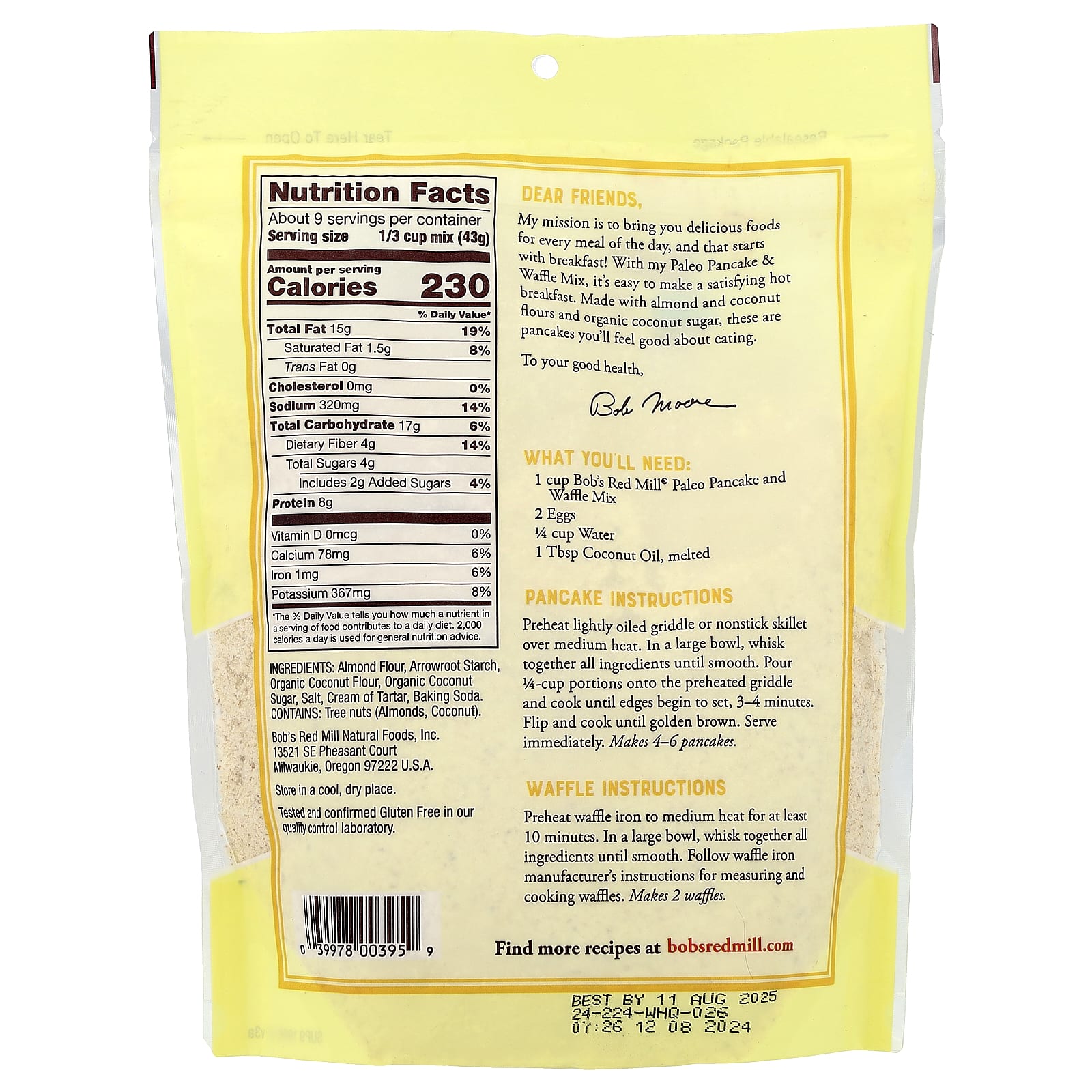 Paleo Pancake & Waffle Mix by Bob's Red Mill - Gluten Free, Non-GMO - Image 2