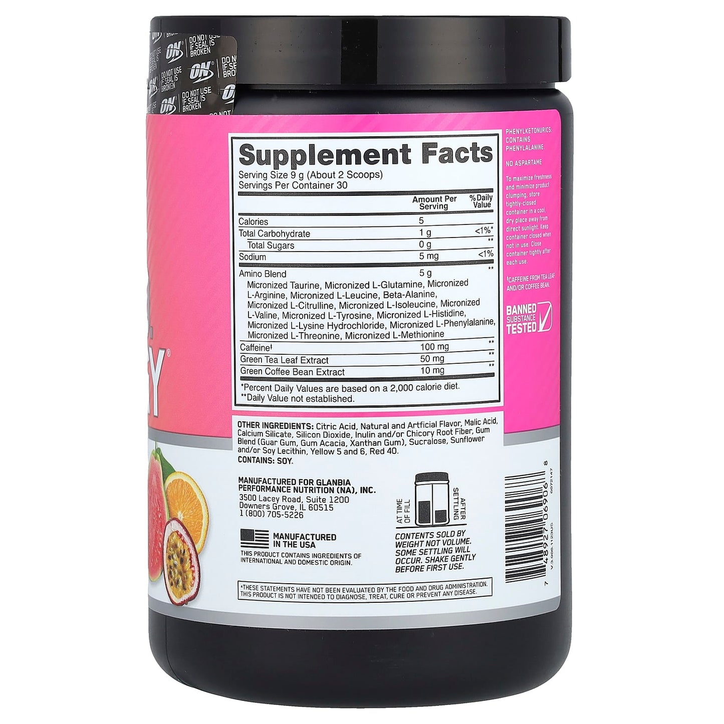 Optimum Nutrition, Essential Amin.o. Energy, Tropical Sunrise, 9.5 oz (270 g) - Image 2