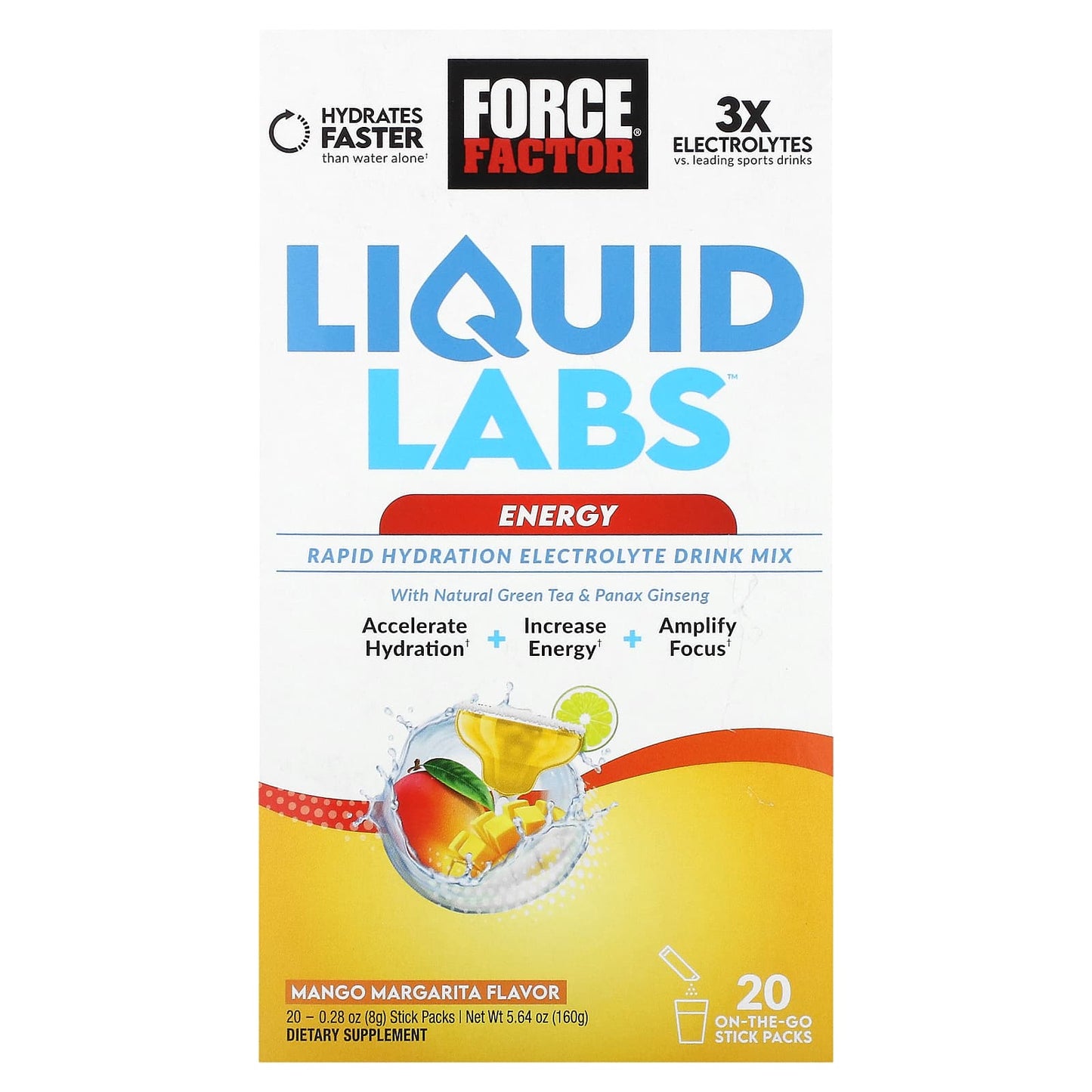 Force Factor Liquid Labs Energy Rapid Hydration Electrolyte Drink Mix - Image 1