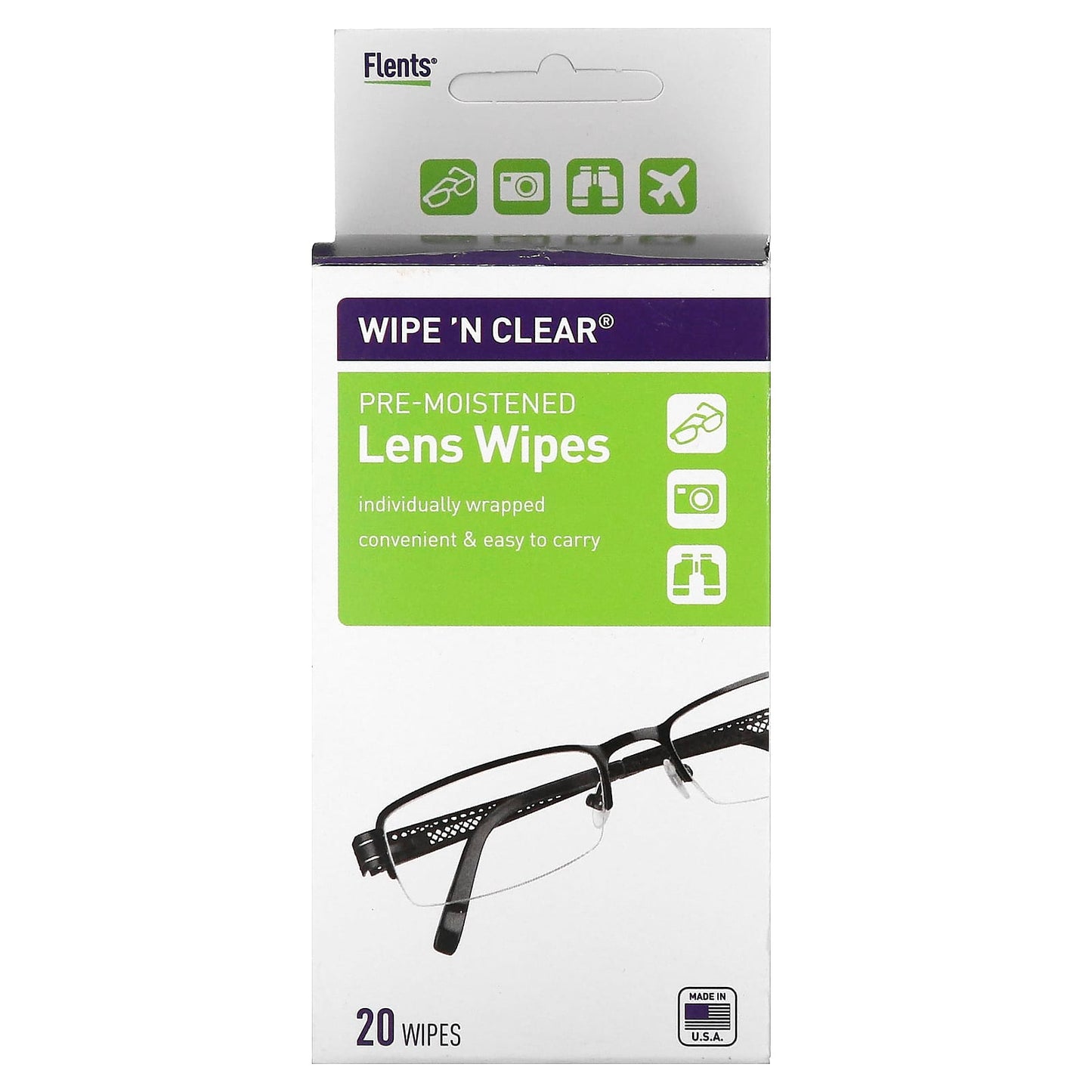 Flents Wipe 'N Clear Lens Wipes, 20ct - Easy, Streak-Free Cleaning - Image 1