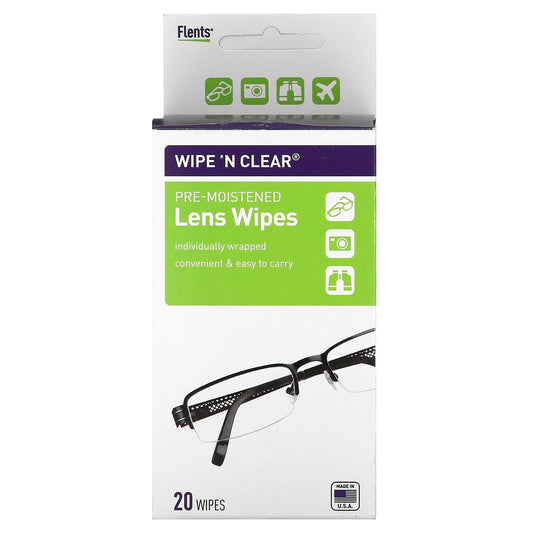 Flents Wipe 'N Clear Lens Wipes, 20ct - Easy, Streak-Free Cleaning - Image 1