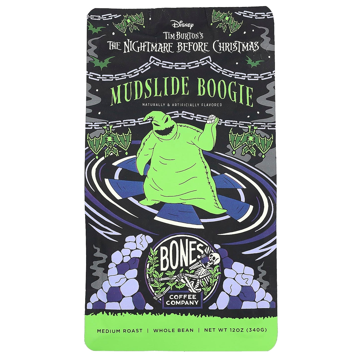 Bones Coffee Company's Mudslide Boogie Whole Bean Coffee, Medium Roast, 12 oz - Image 1