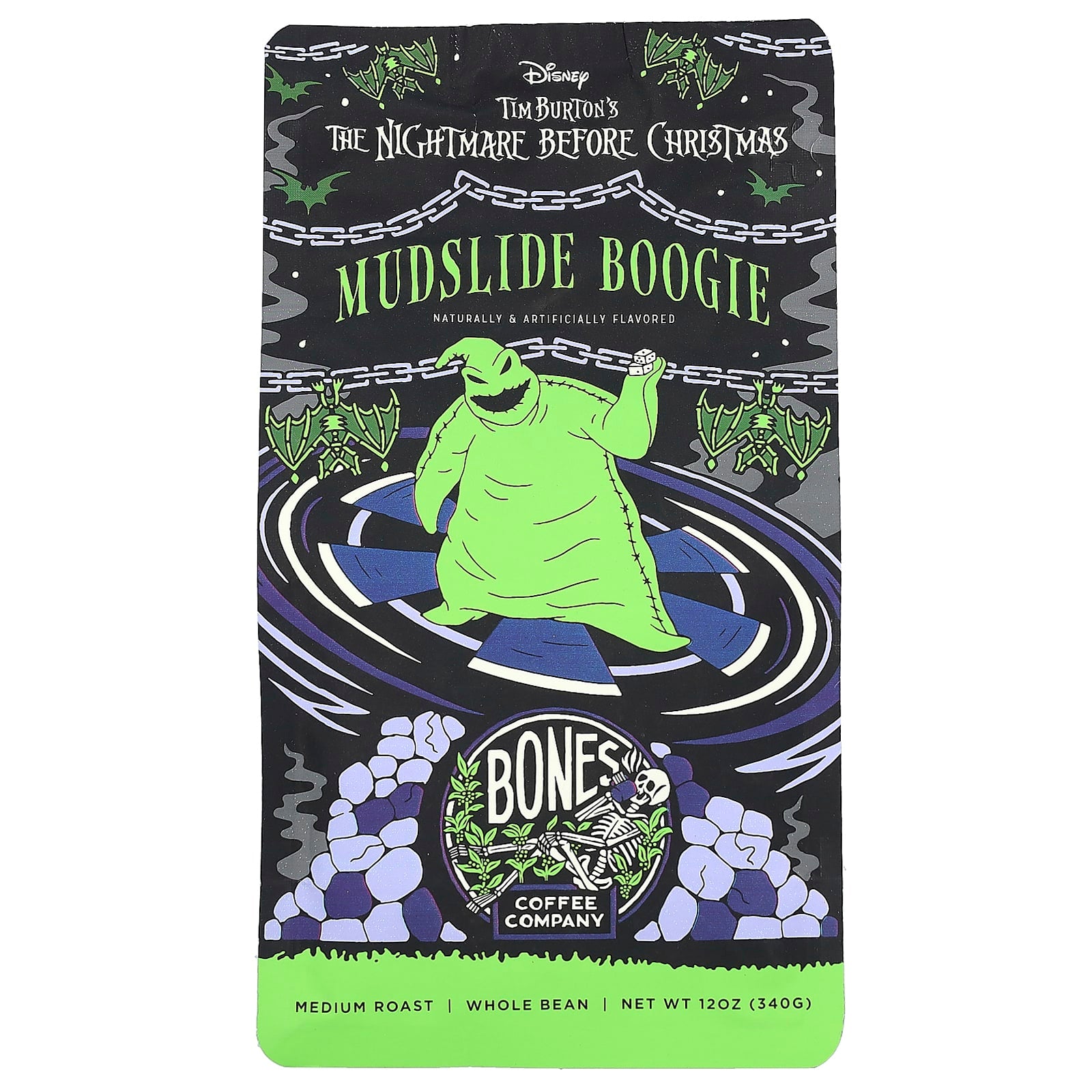 Bones Coffee Company's Mudslide Boogie Whole Bean Coffee, Medium Roast, 12 oz - Image 1