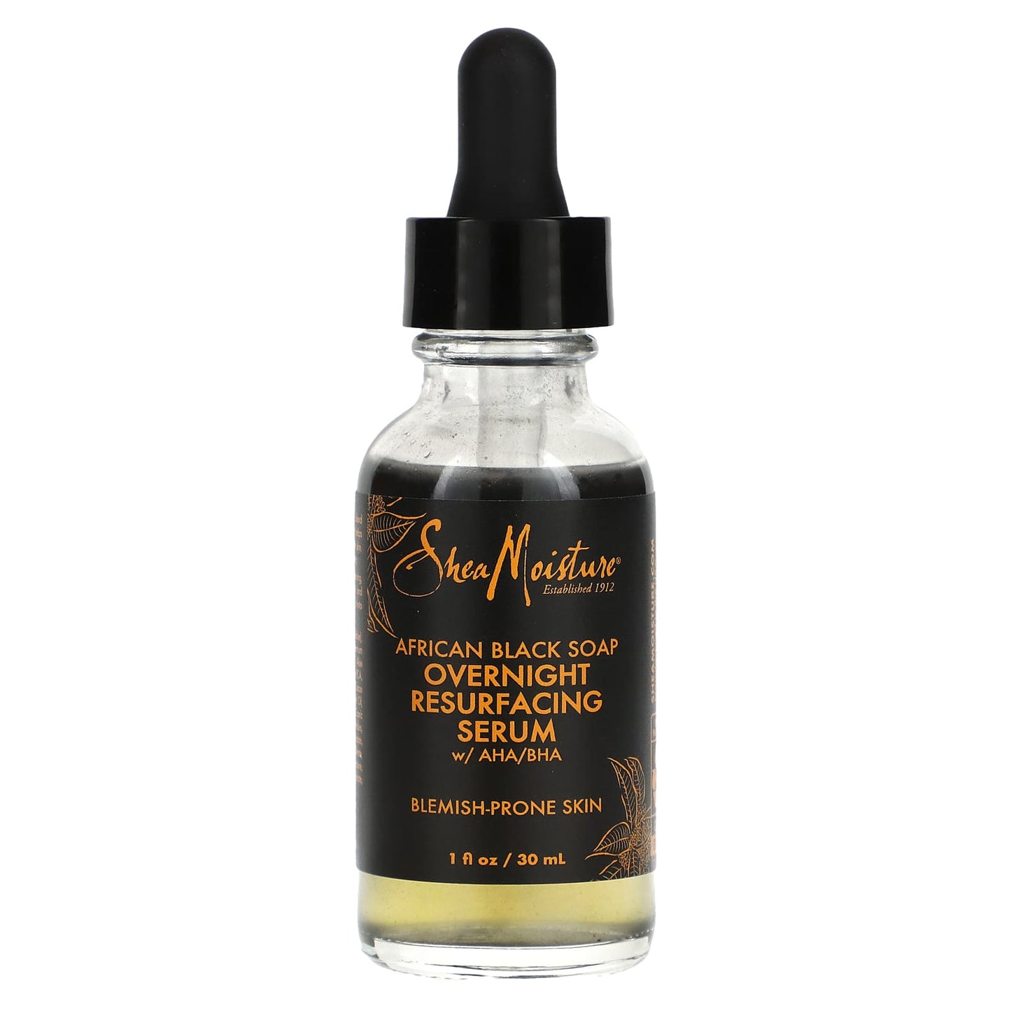 SheaMoisture, African Black Soap, Overnight Resurfacing Serum With AHA/BHA, 1 fl oz (30 ml) - Image 1