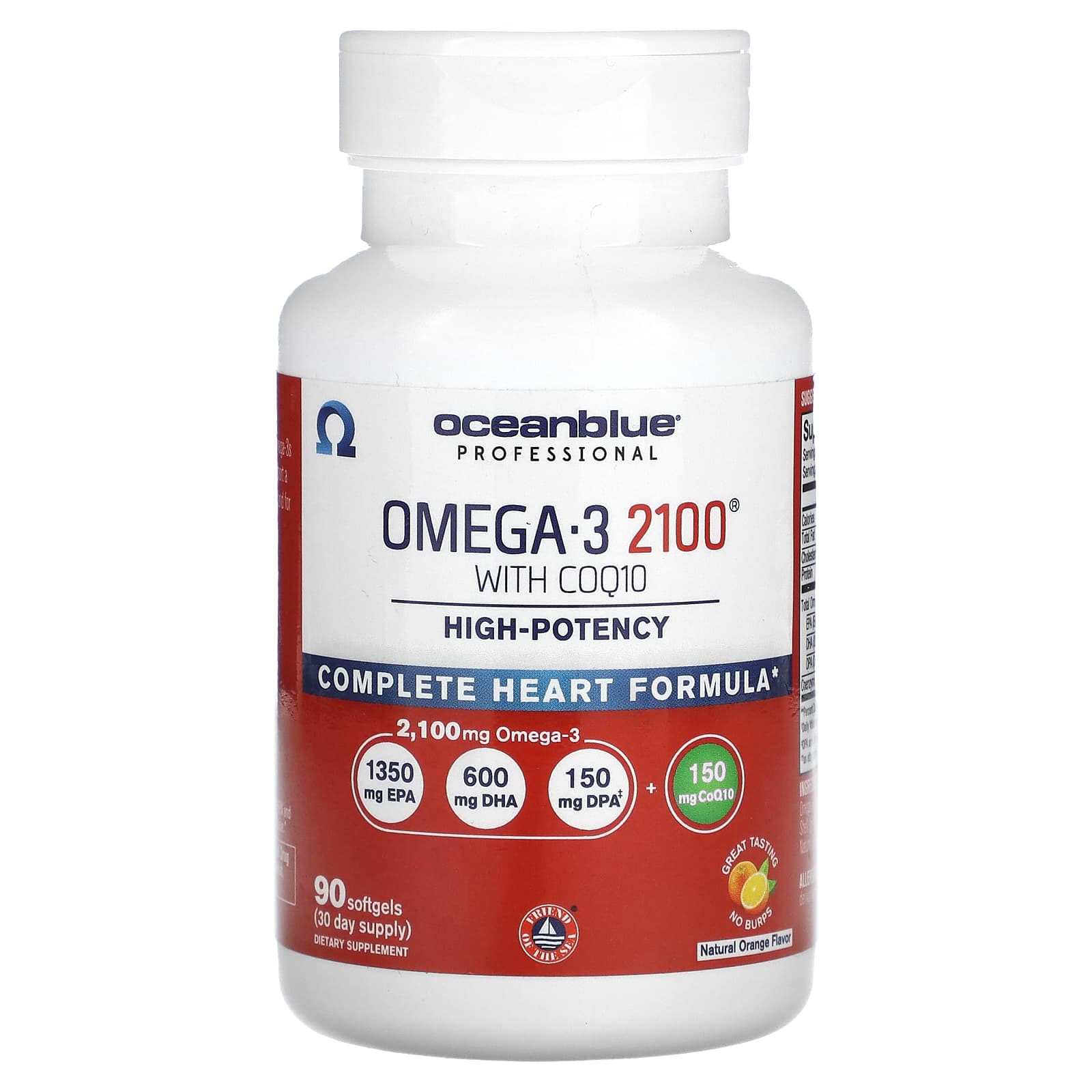 OceanBlue, Professional, Omega-3 2100 With COQ10, High-Potency, Natural Orange, 90 Softgels - Image 1