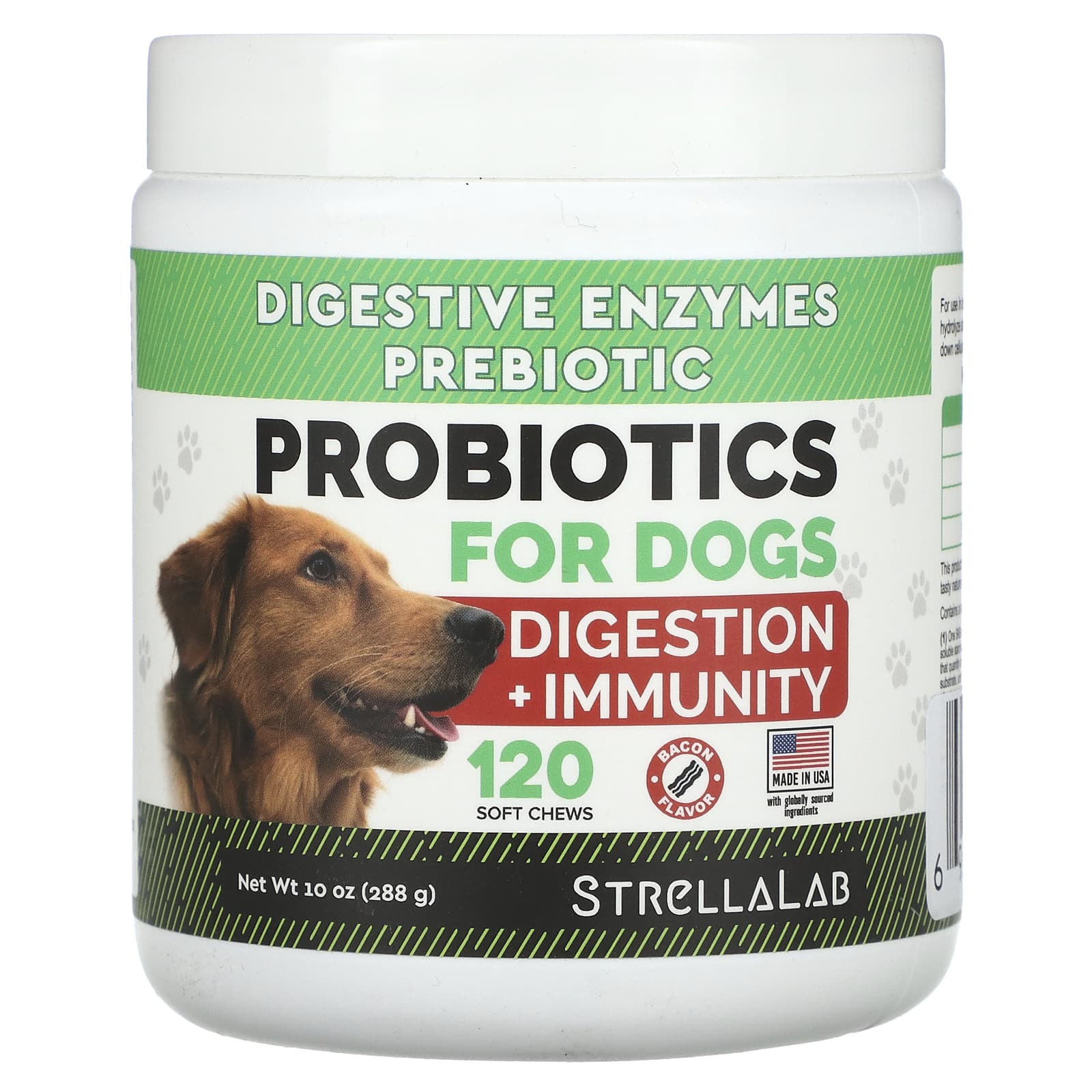 StrellaLab, Probiotics, For Dogs, Bacon, 120 Soft Chews, 10 oz (288 g) - Image 1