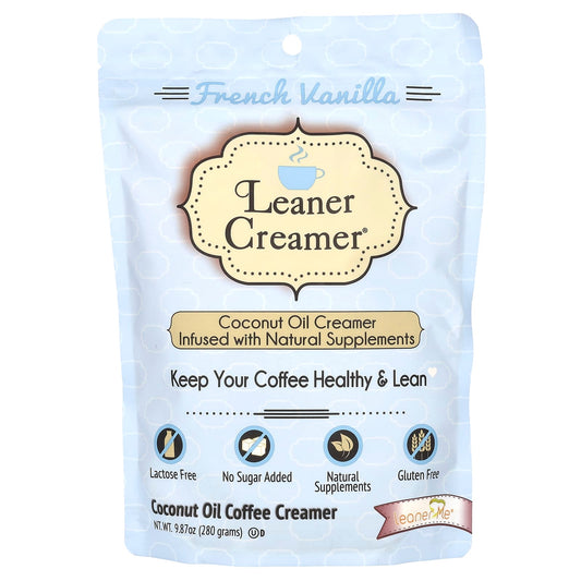 Leaner Creamer, Coconut Oil Coffee Creamer, French Vanilla, 9.87 oz (280 g) - Image 1