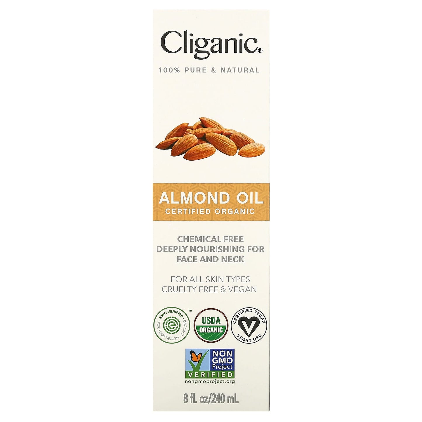 Certified Organic Almond Oil for Skin, Hair & Nails by Cliganic, 8 fl oz - Image 2