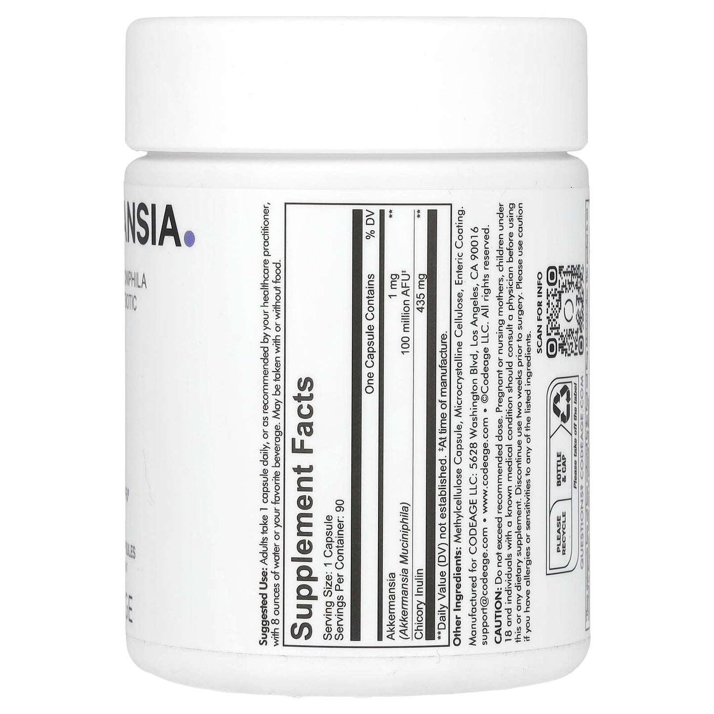 <strong>Akkermansia Muciniphila Probiotic Supplement</strong> by CodeAge - 90 Veggie Capsules - Image 2
