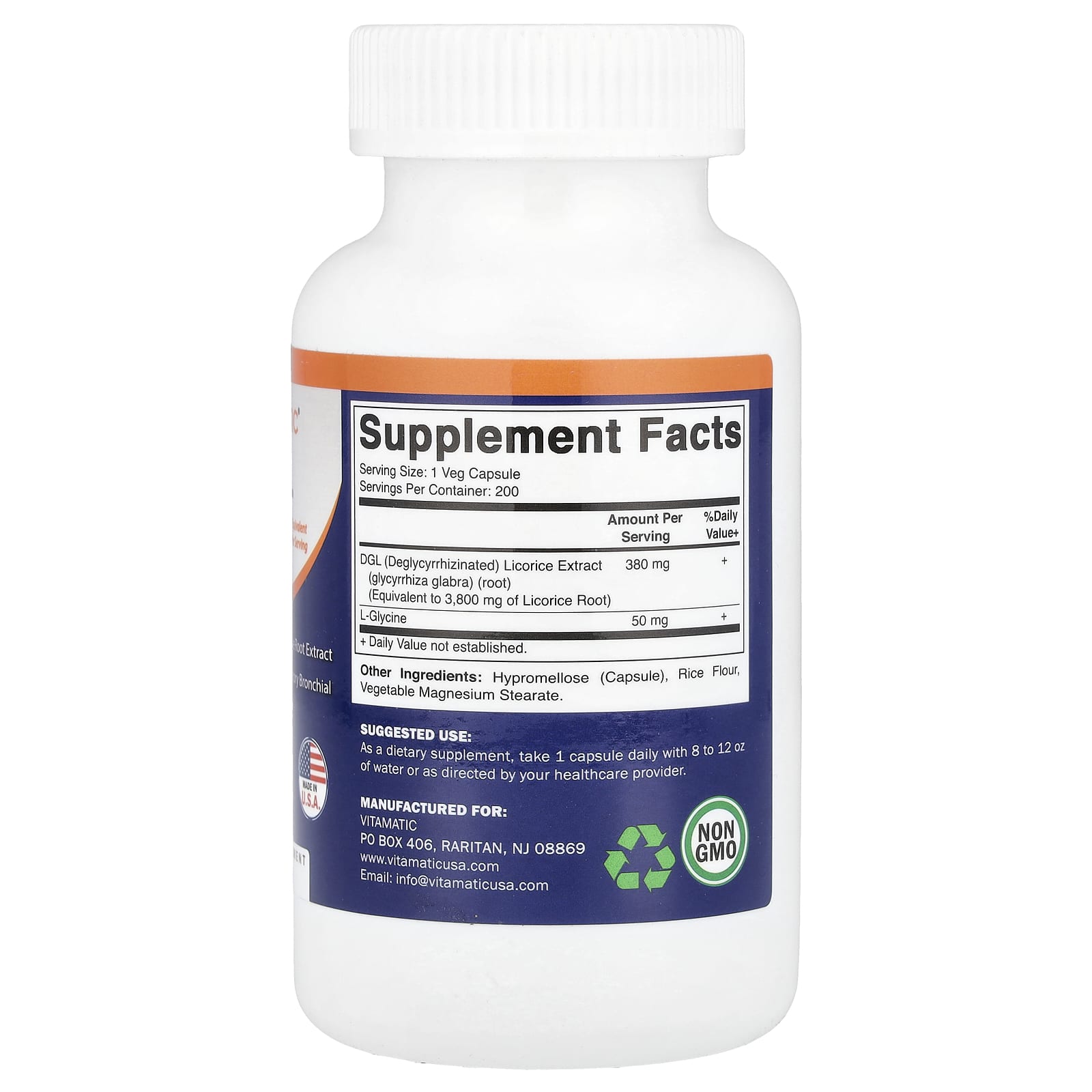 Vitamatic, DGL, 200 Vegetable Capsules - Image 2