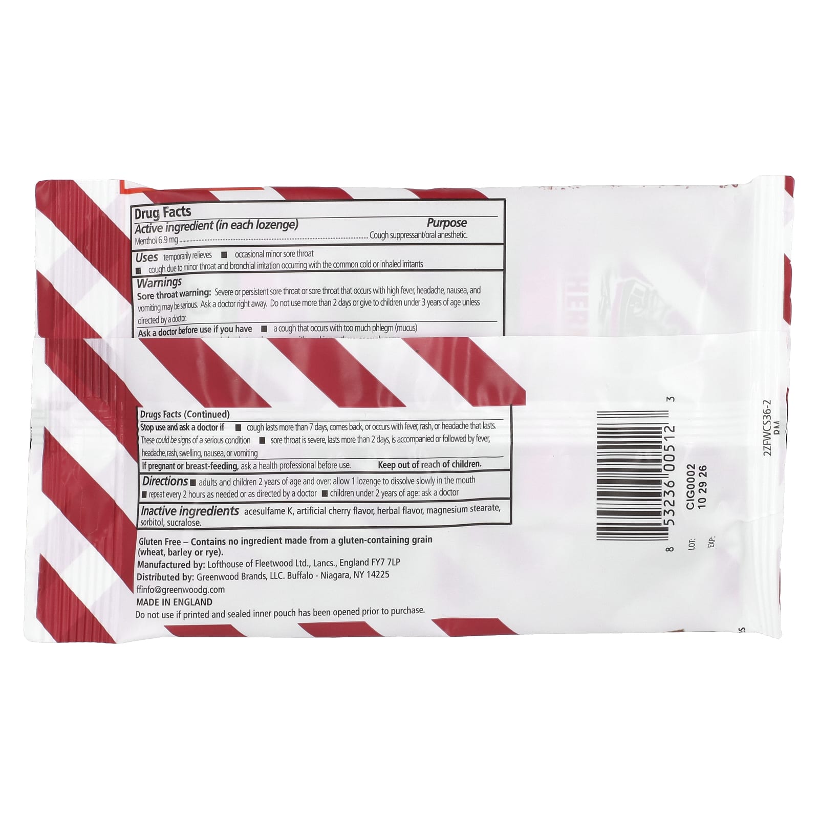 Fisherman's Friend Cherry Menthol Cough Lozenges (Sugar Free) - 40ct - Image 2