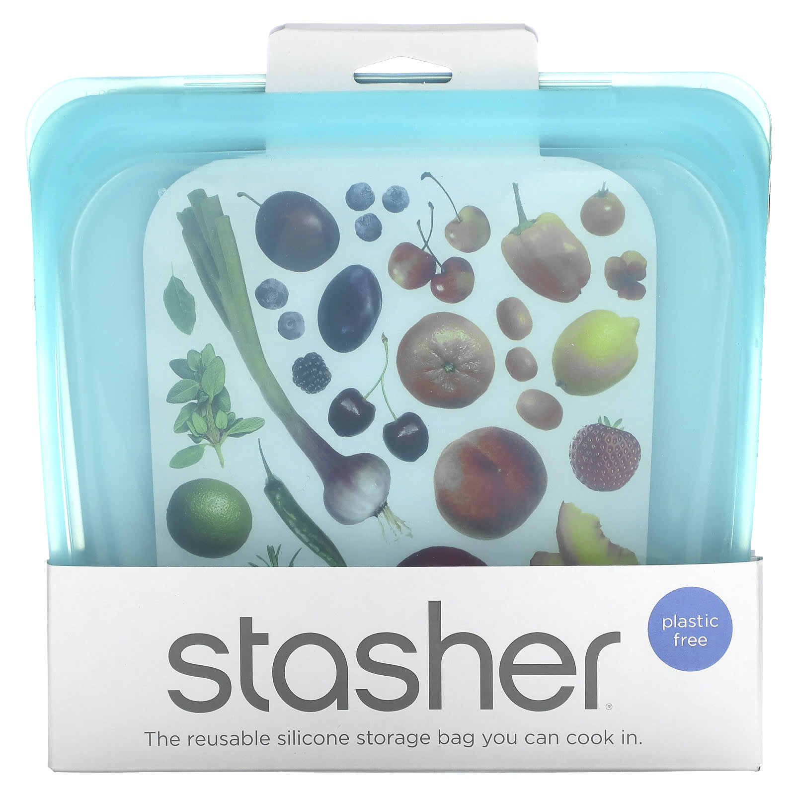 Stasher, Reusable Silicone Food Bag, Sandwich Size, Aqua, 15 fl oz (450 ml) - Image 1